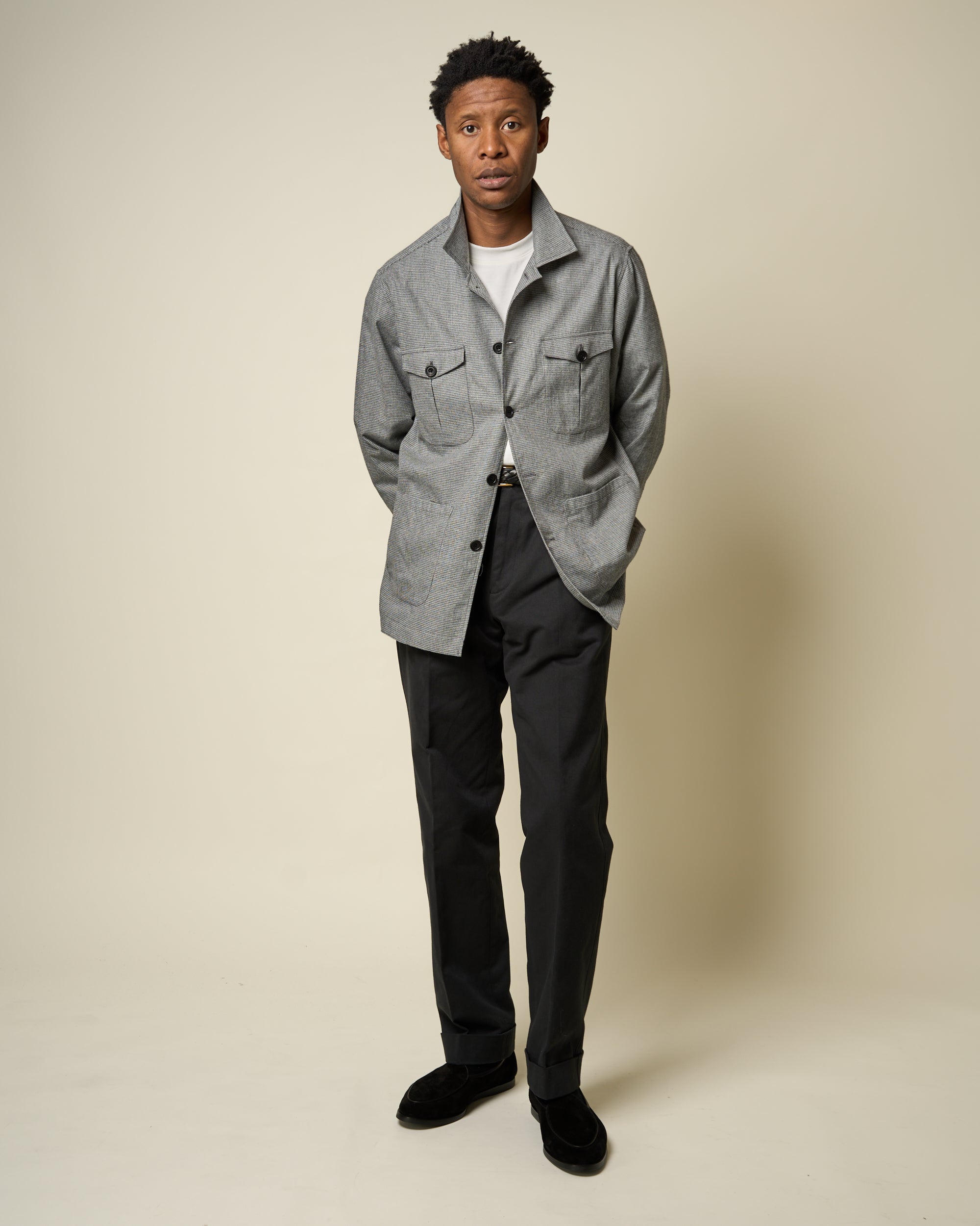 Overshirt - Grey Houndstooth Cotton