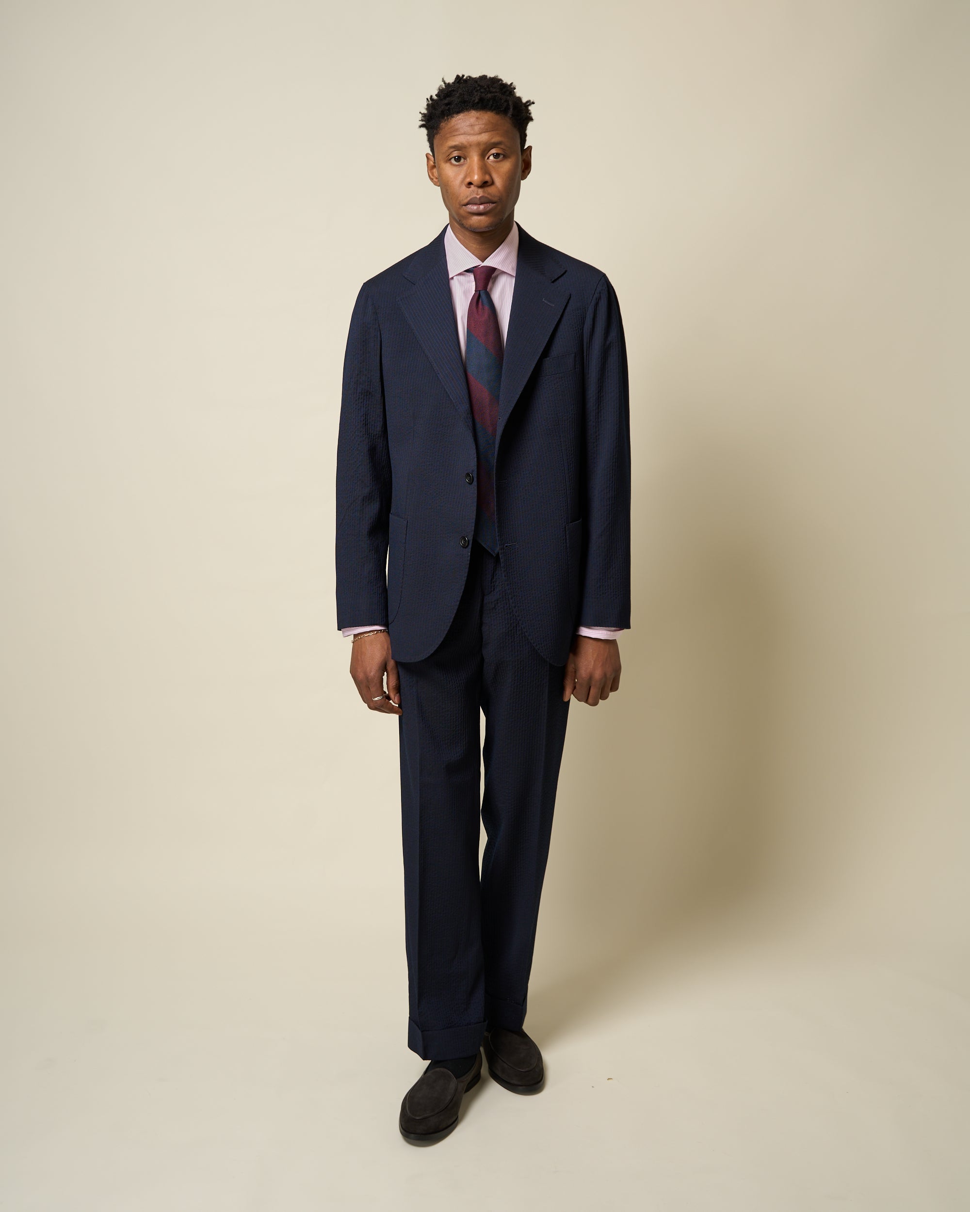 Sport Jacket - Navy Seersucker Wool