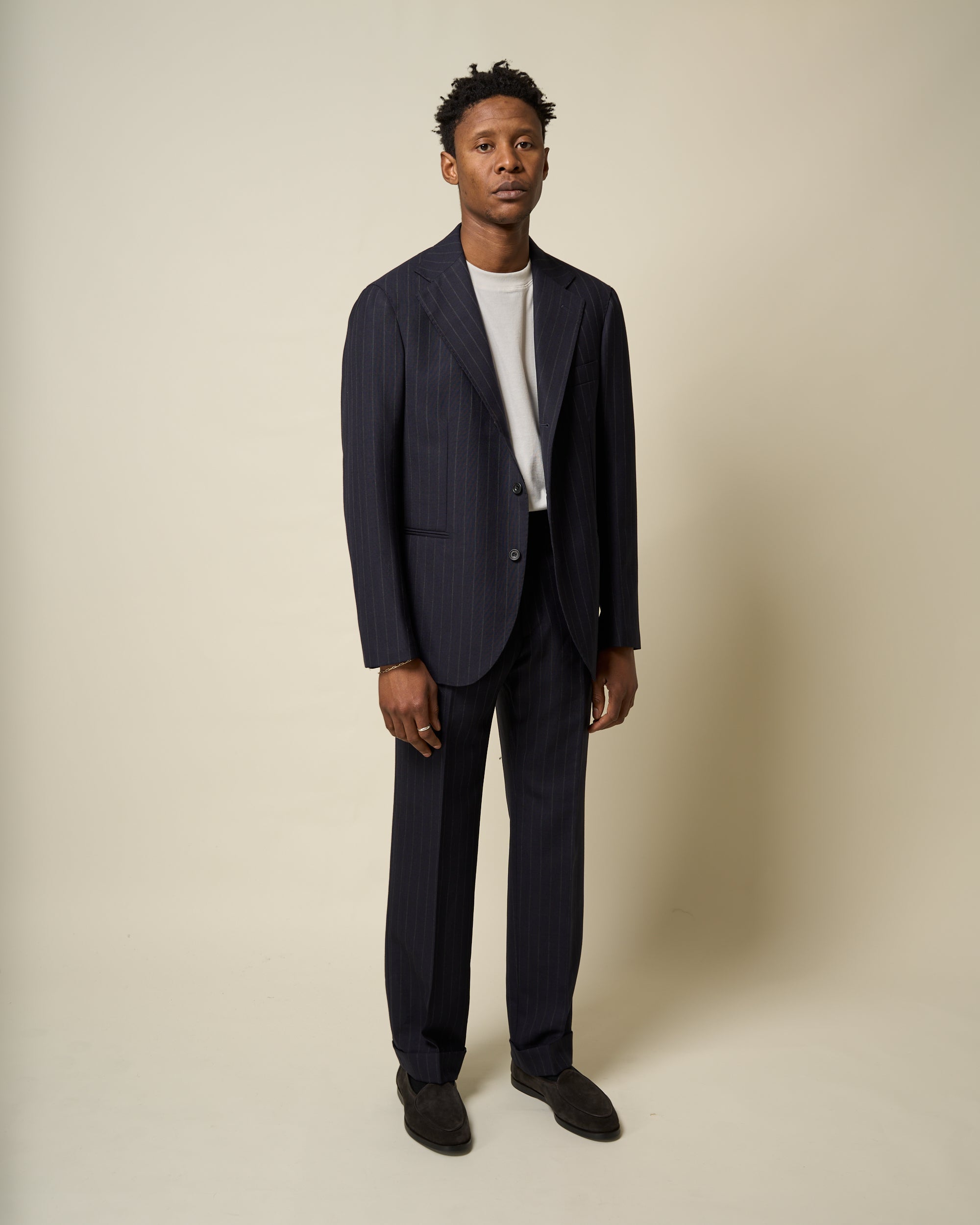 Sport Jacket - Navy Chalk Stripe Tropical Wool