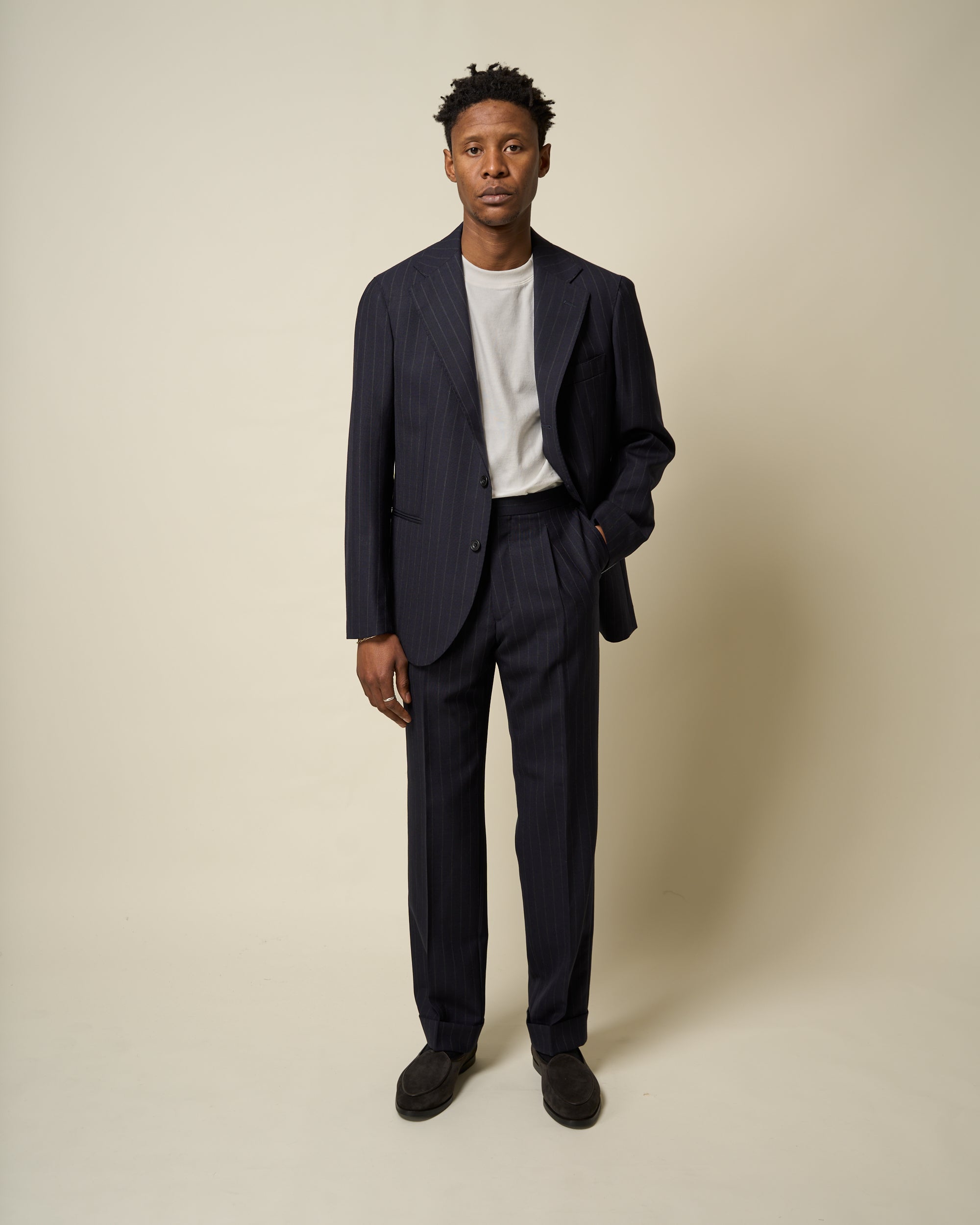 Sport Jacket - Navy Chalk Stripe Tropical Wool