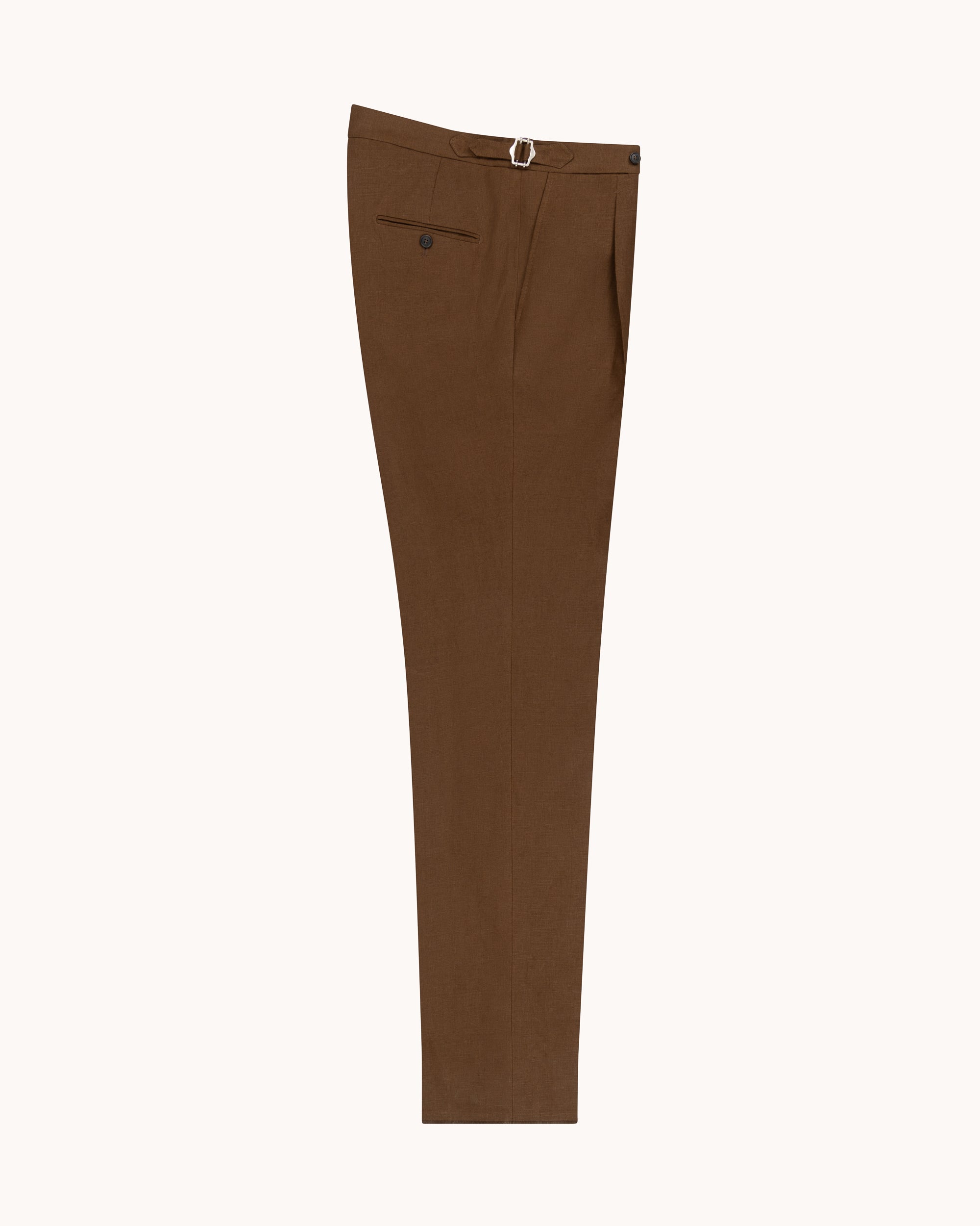 Single Pleat Trouser - Tobacco Brown Linen