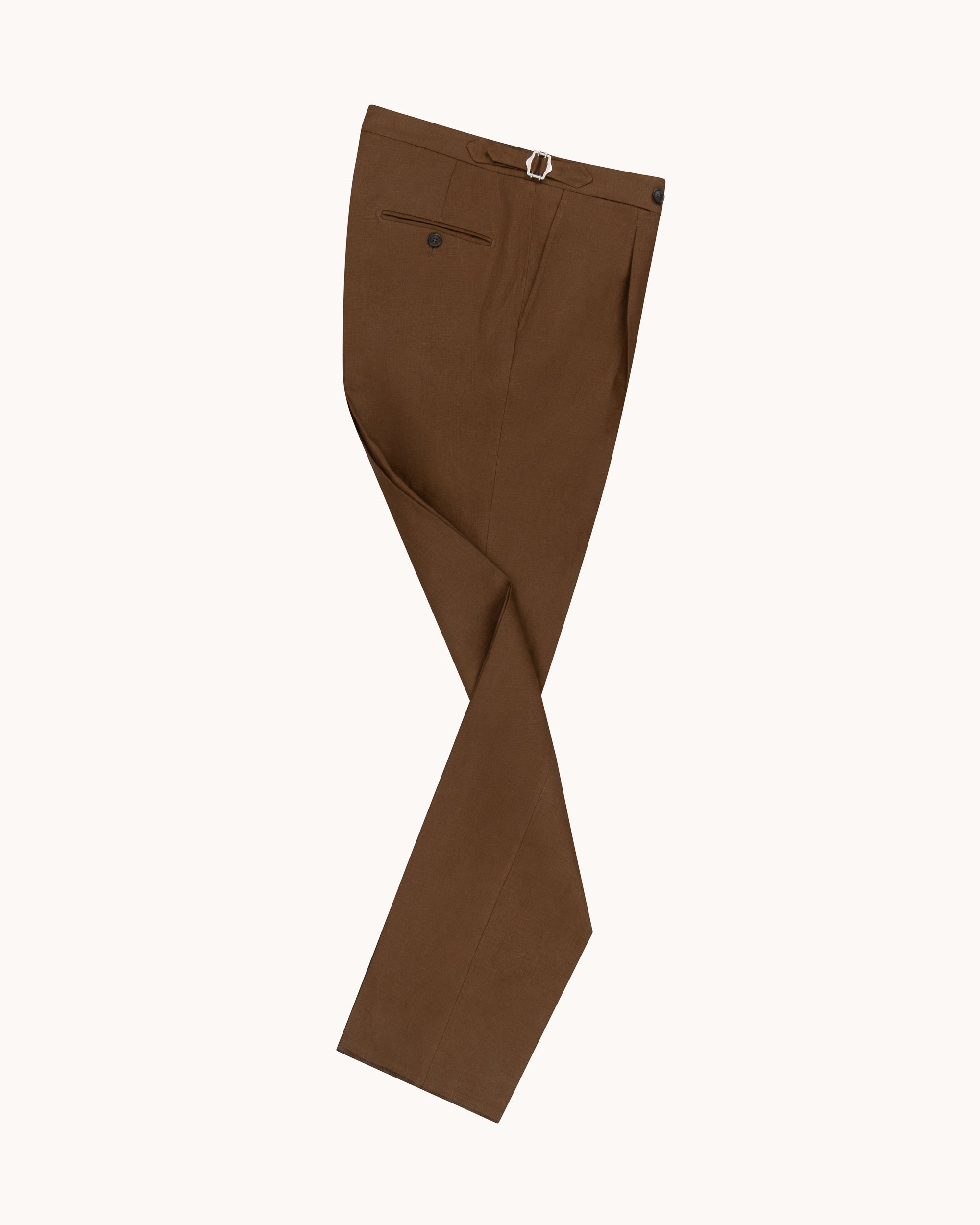 Single Pleat Trouser - Tobacco Brown Linen