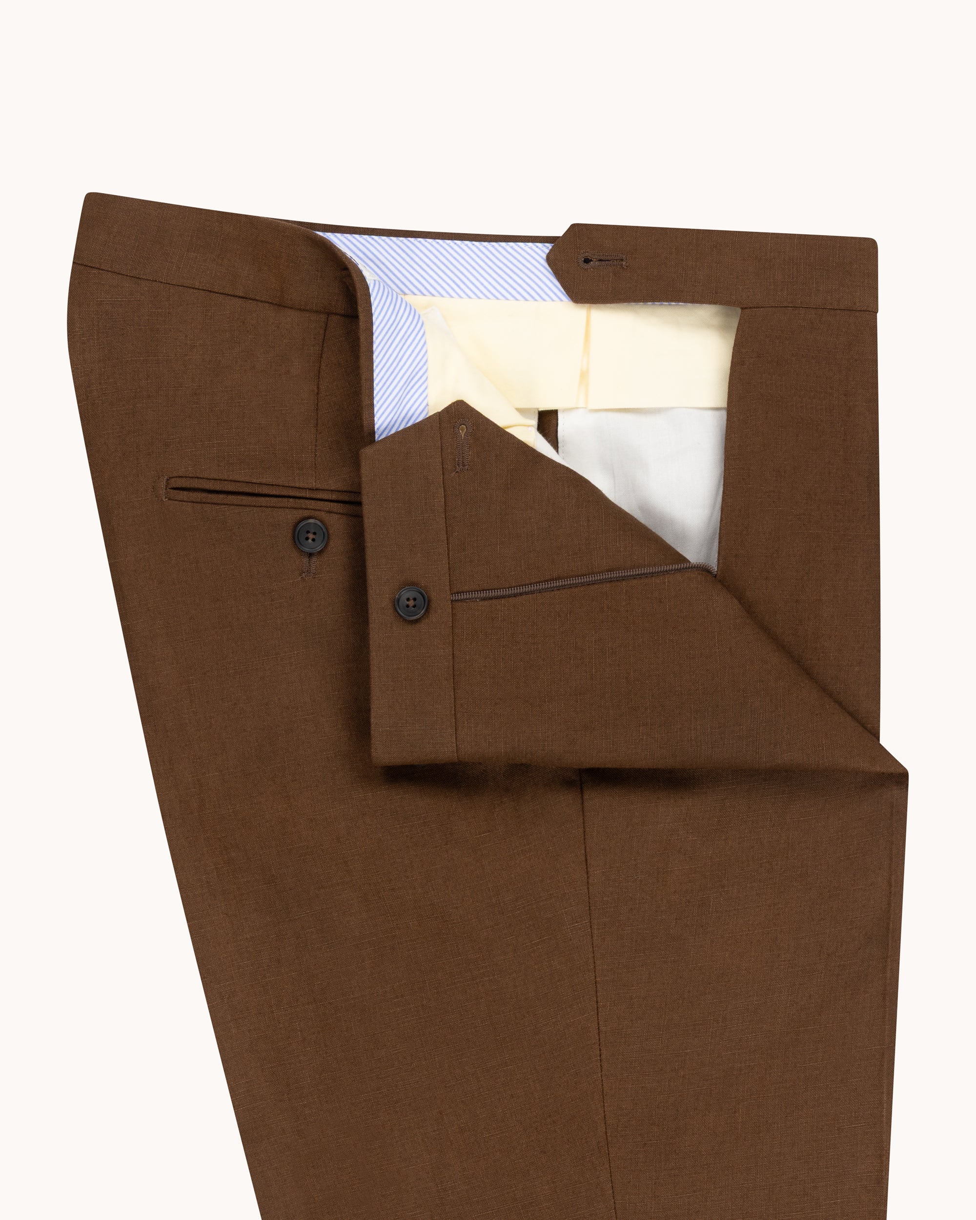 Single Pleat Trouser - Tobacco Brown Linen