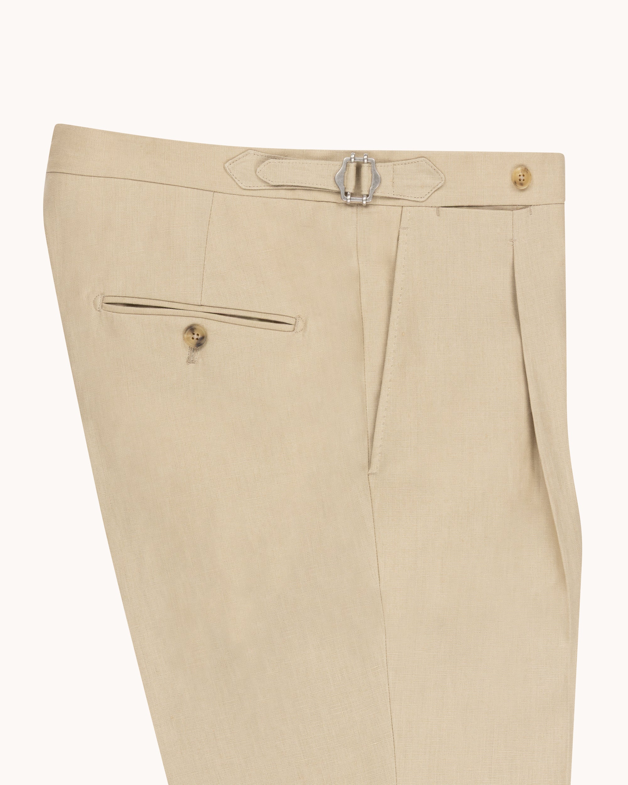 Single Pleat Trouser - Sand Linen