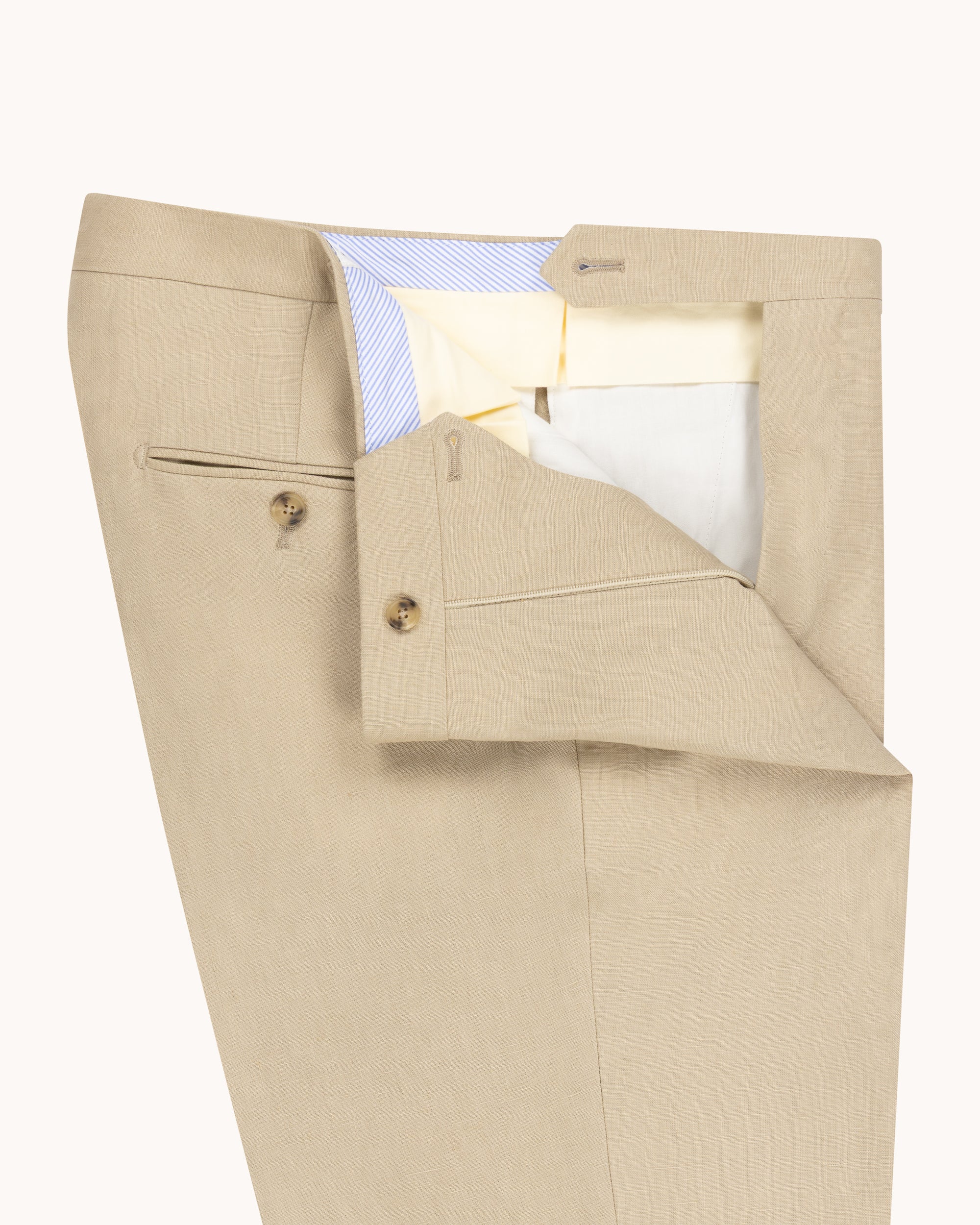 Single Pleat Trouser - Sand Linen