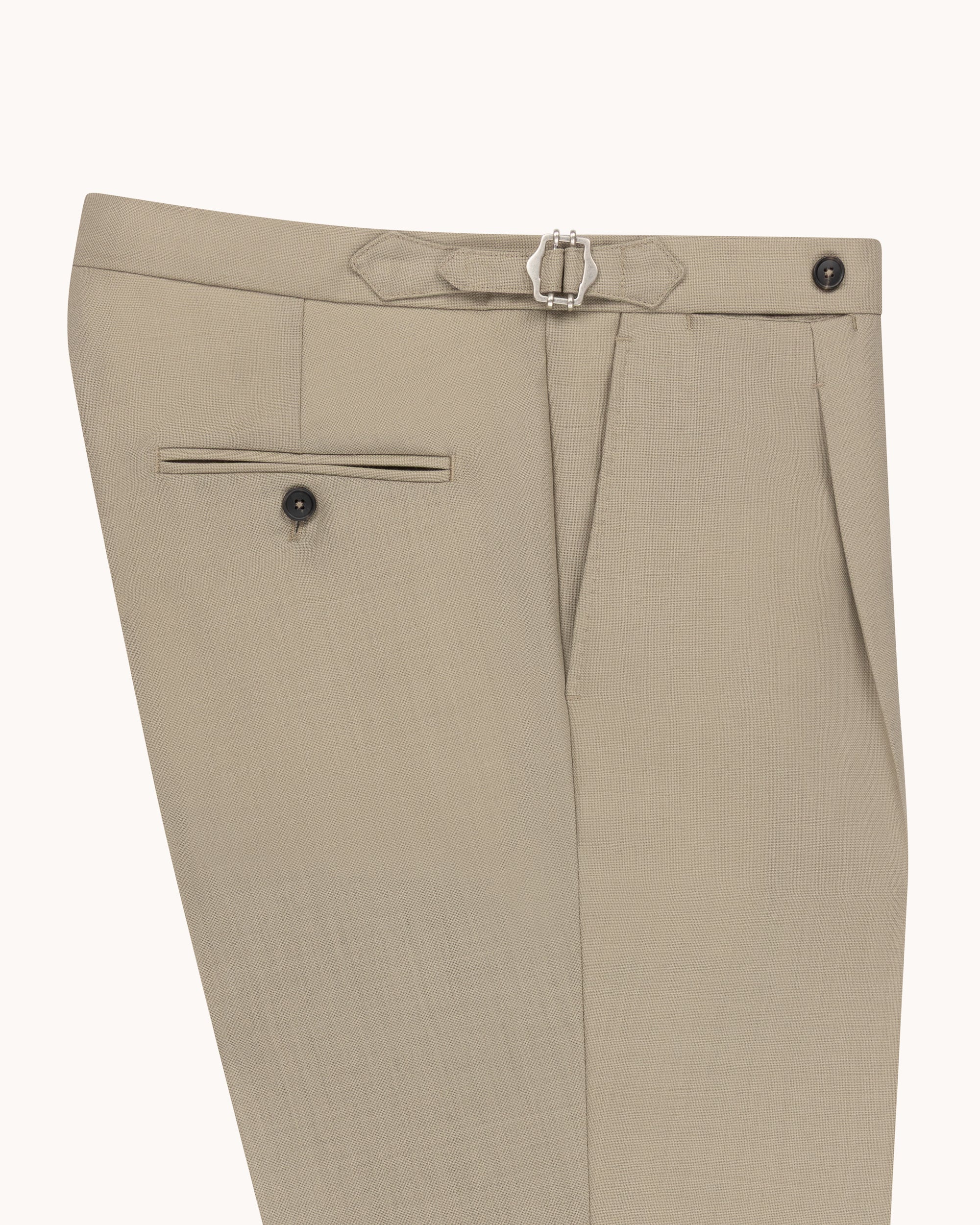 Single Pleat Trouser - Taupe Tropical Wool