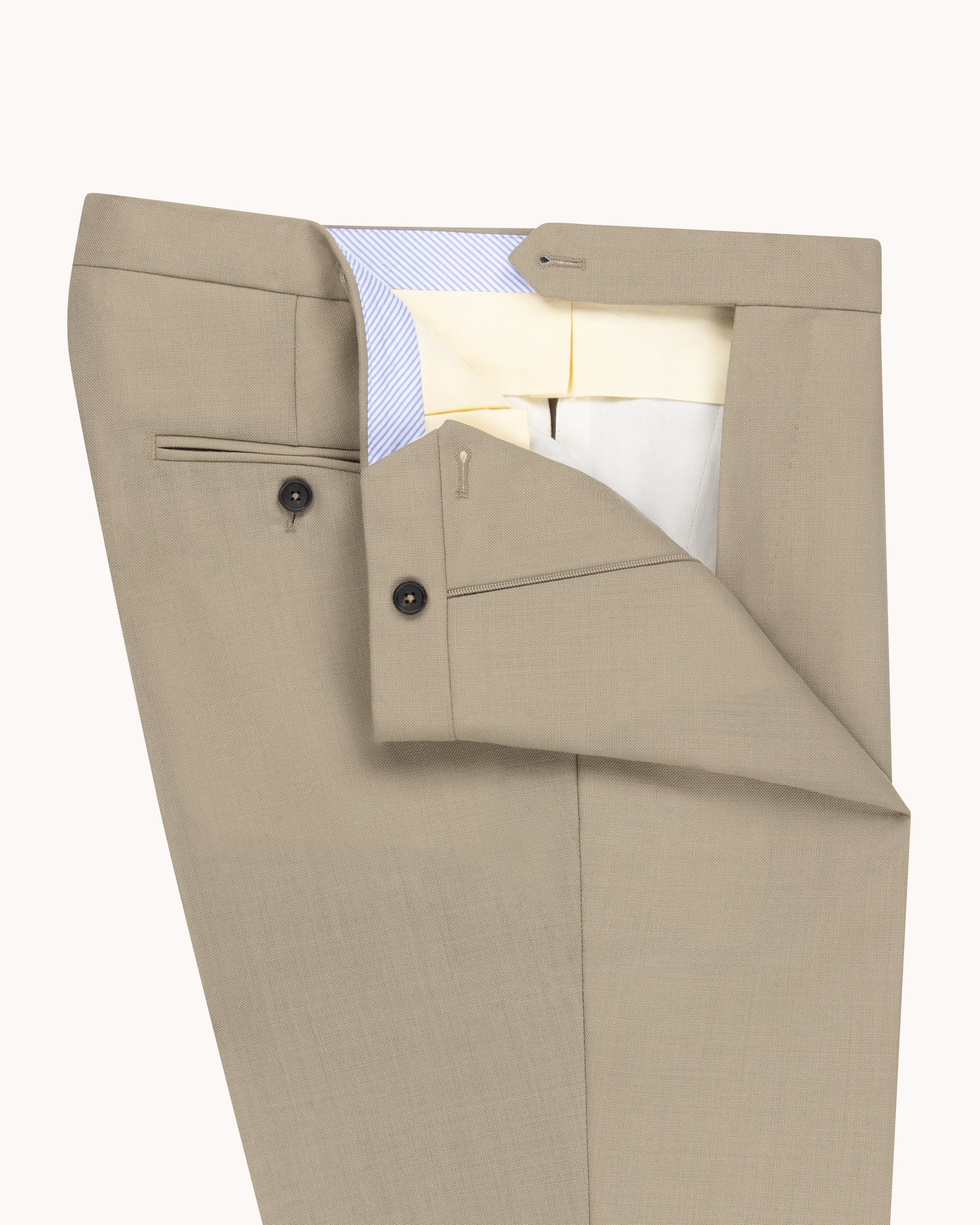 Single Pleat Trouser - Taupe Tropical Wool