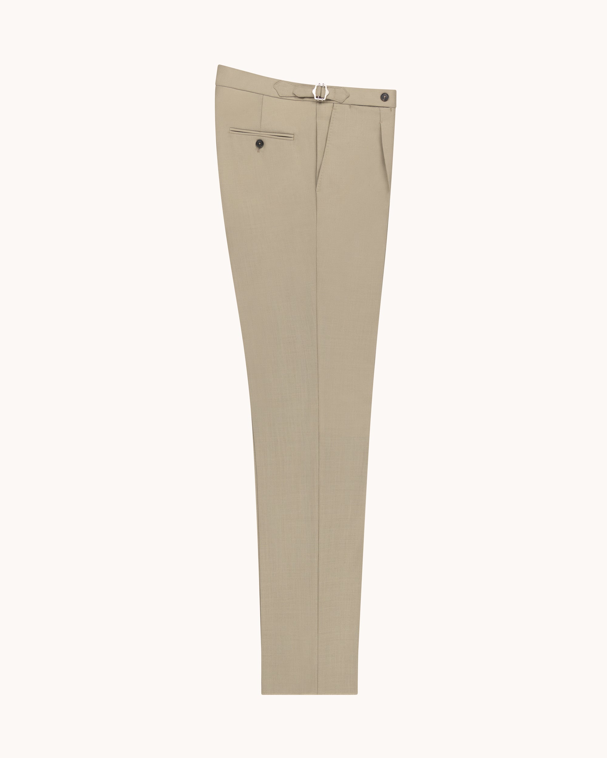 Single Pleat Trouser - Taupe Tropical Wool