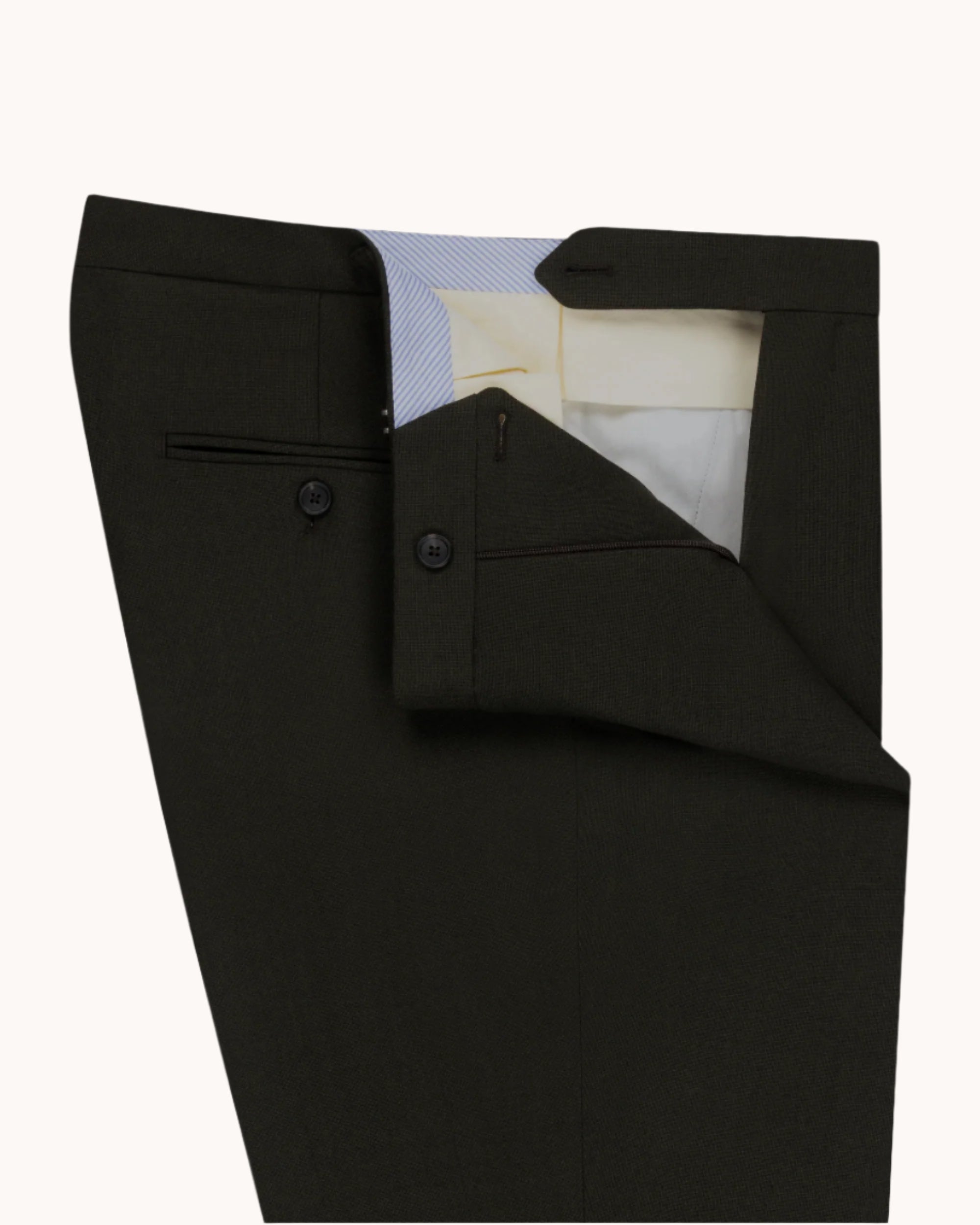 Single Pleat Trouser - Dark Olive Tropical Wool