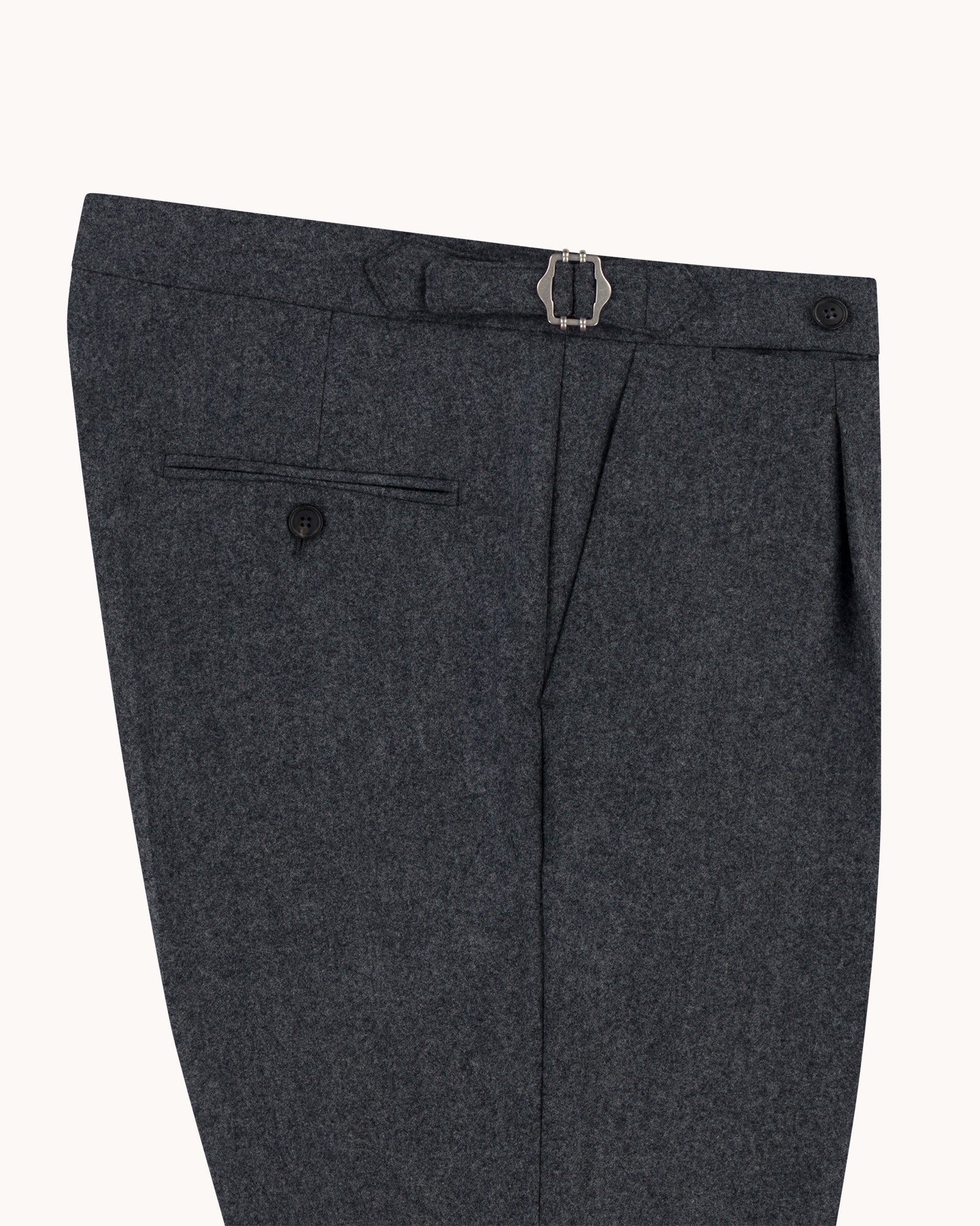 Single Pleat Trouser - Mid Grey Woollen Flannel – Natalino