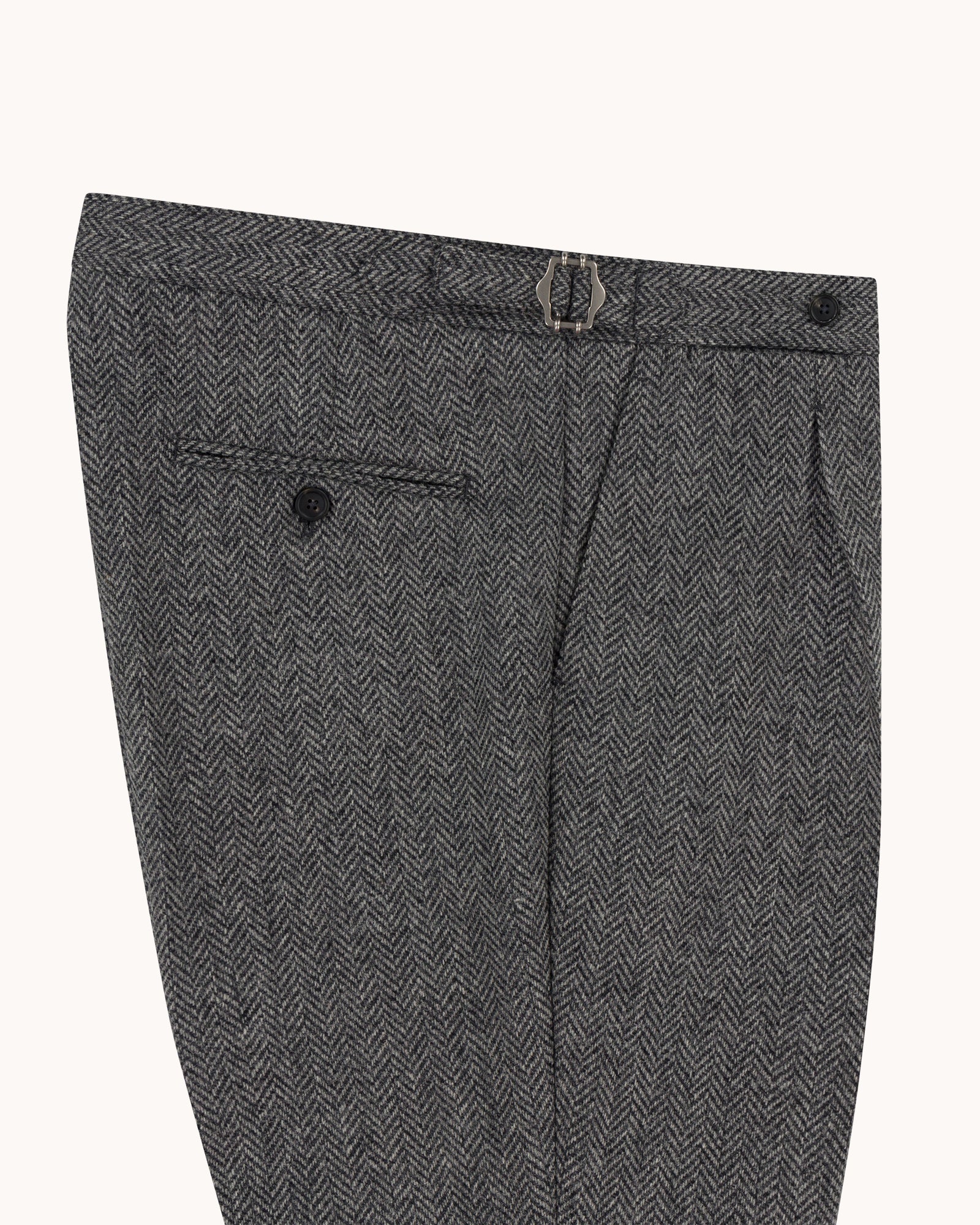 Single Pleat Trouser - Grey Herringbone Wool – Natalino