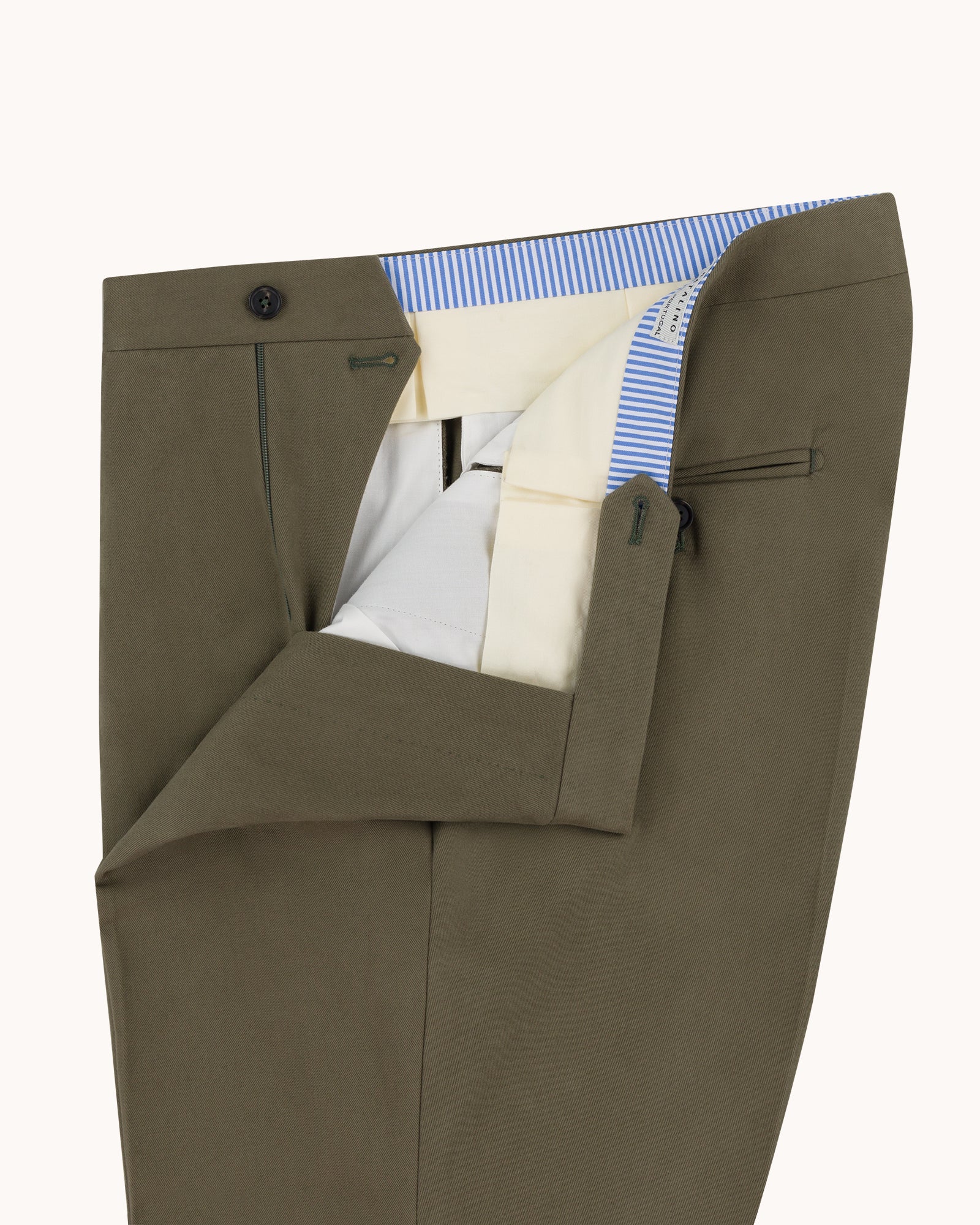 Single Pleat Trouser - Olive Brushed Cotton