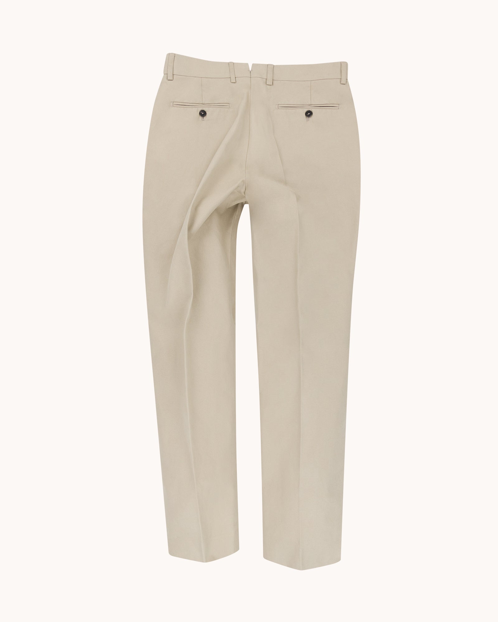 Garment Washed Flat Front Trouser - Stone Cotton Canvas