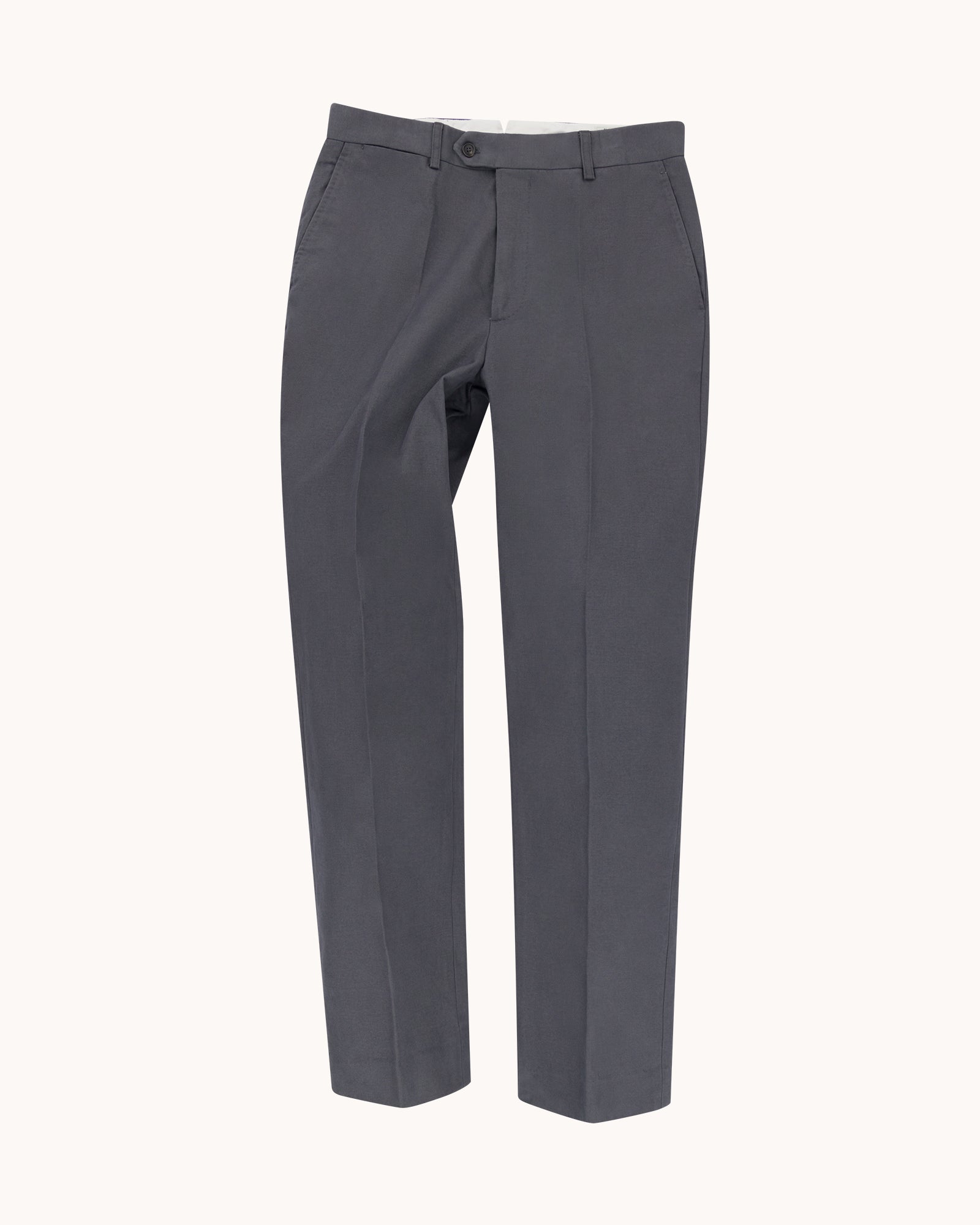 Garment Washed Flat Front Trouser - Grey Cotton Canvas – Natalino