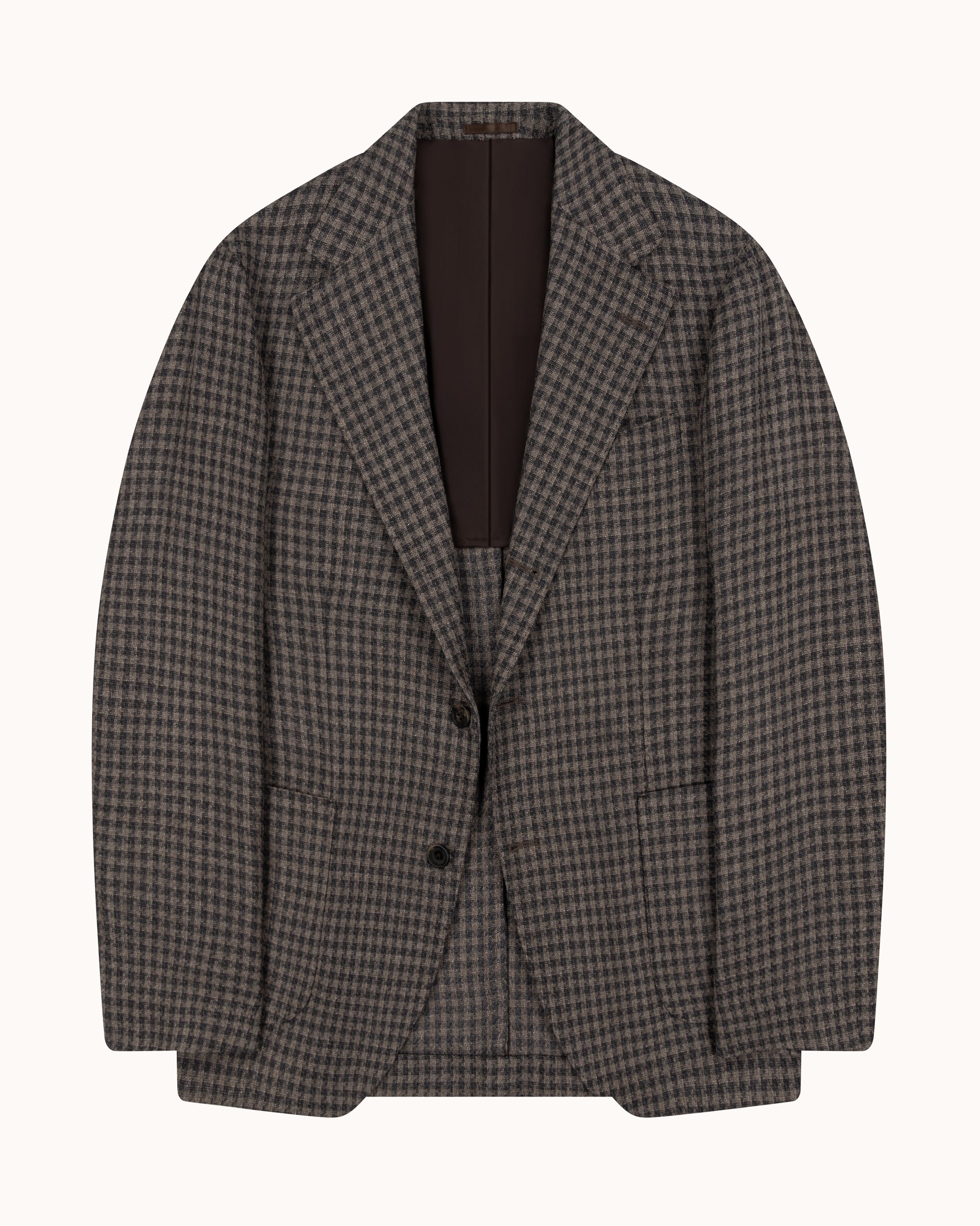 Sport Jacket - Brown Check Wool Silk