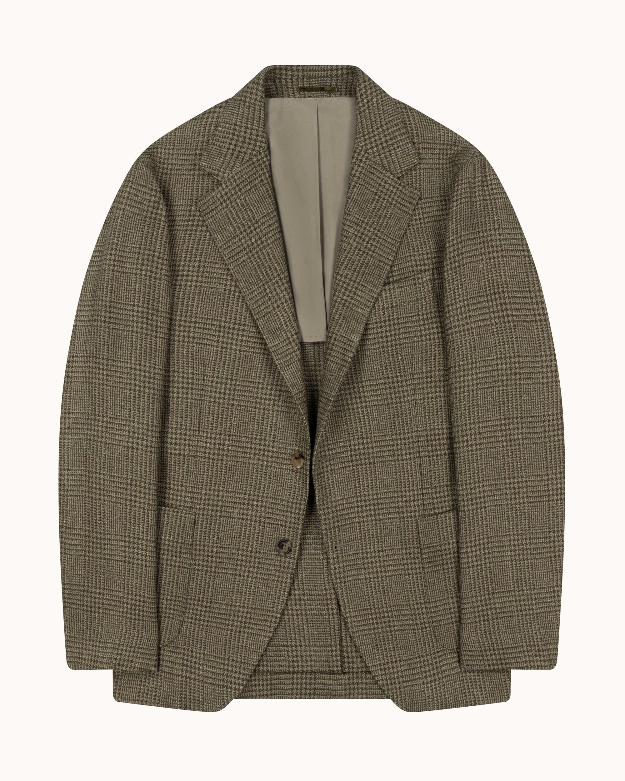 Sport Jacket -  Olive Glen Check Wool Linen