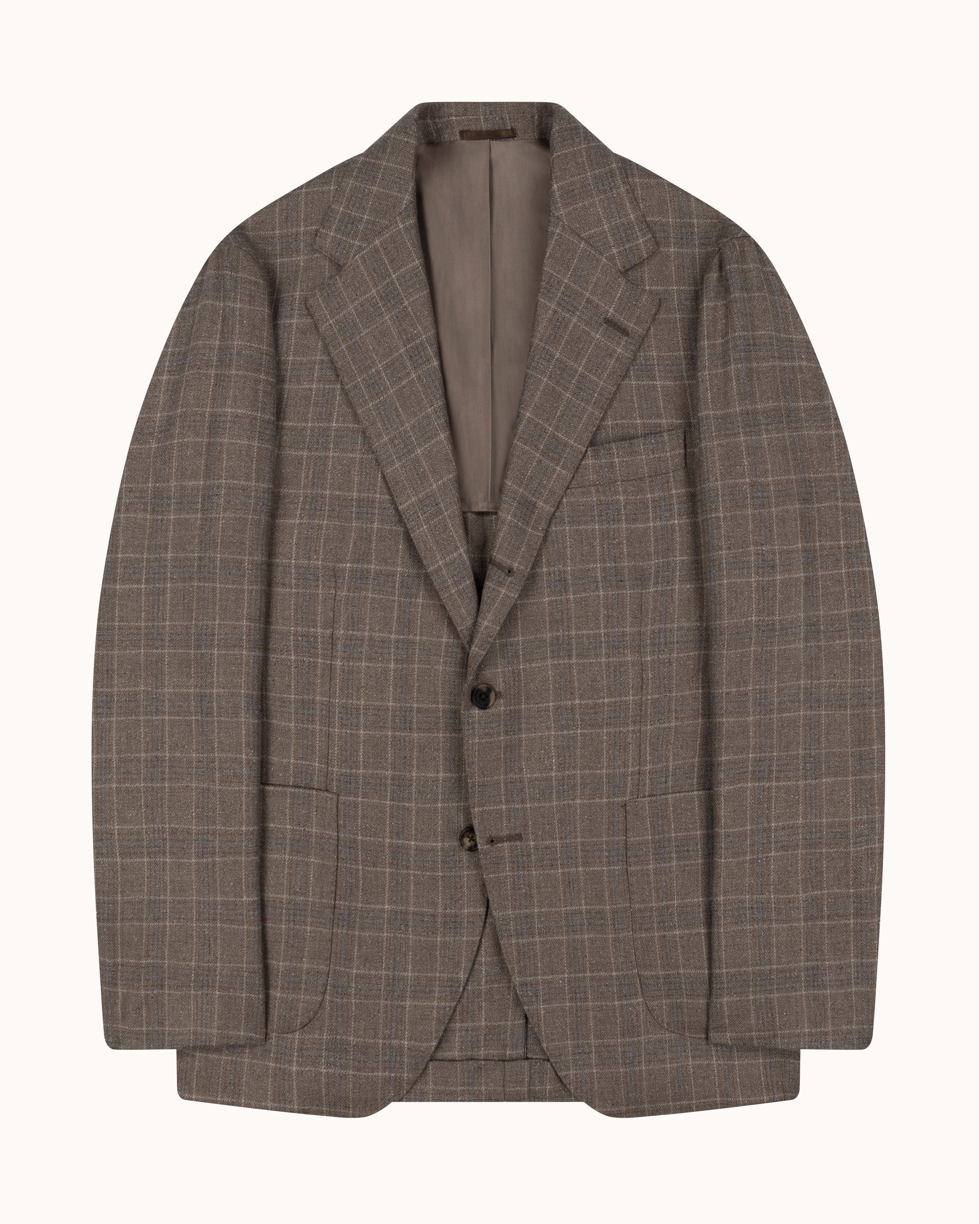 Sport Jacket -  Taupe Check Silk Wool