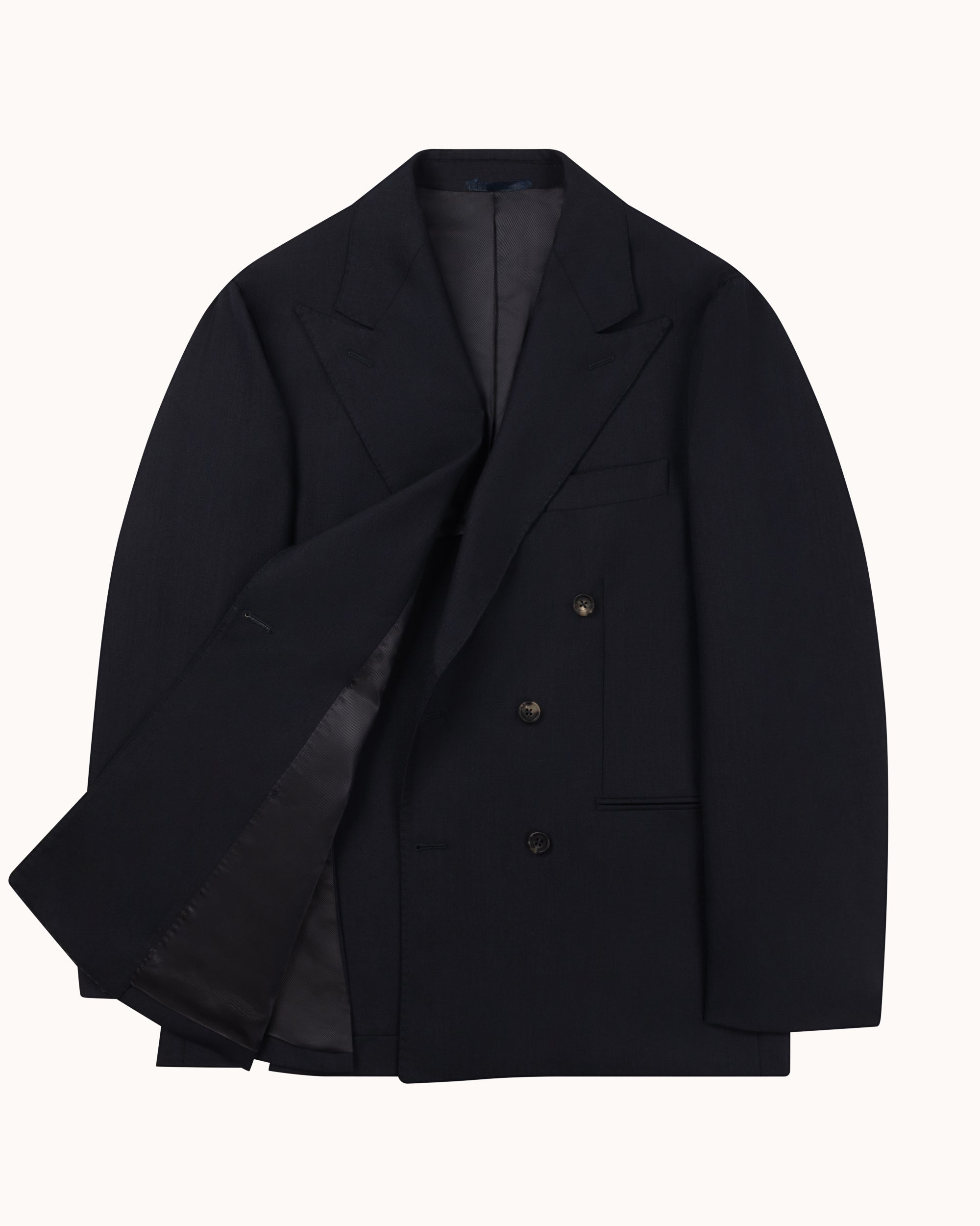Double Breasted Sport Jacket - Navy Tropical Wool