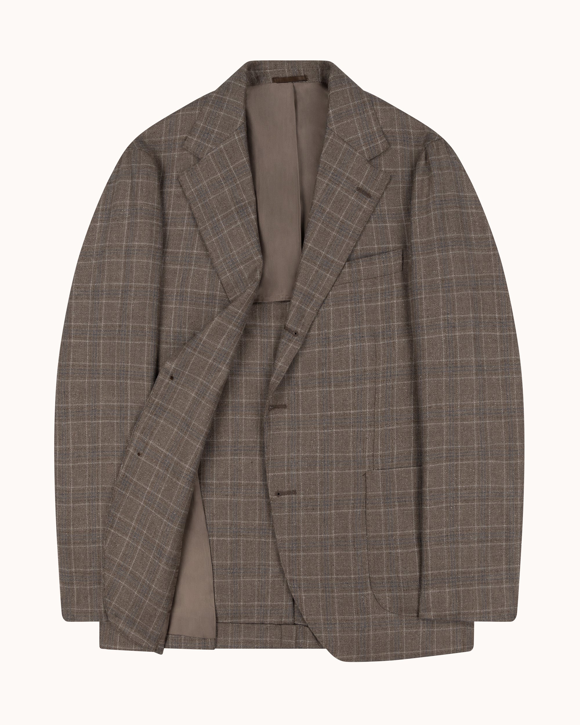 Sport Jacket -  Taupe Check Silk Wool