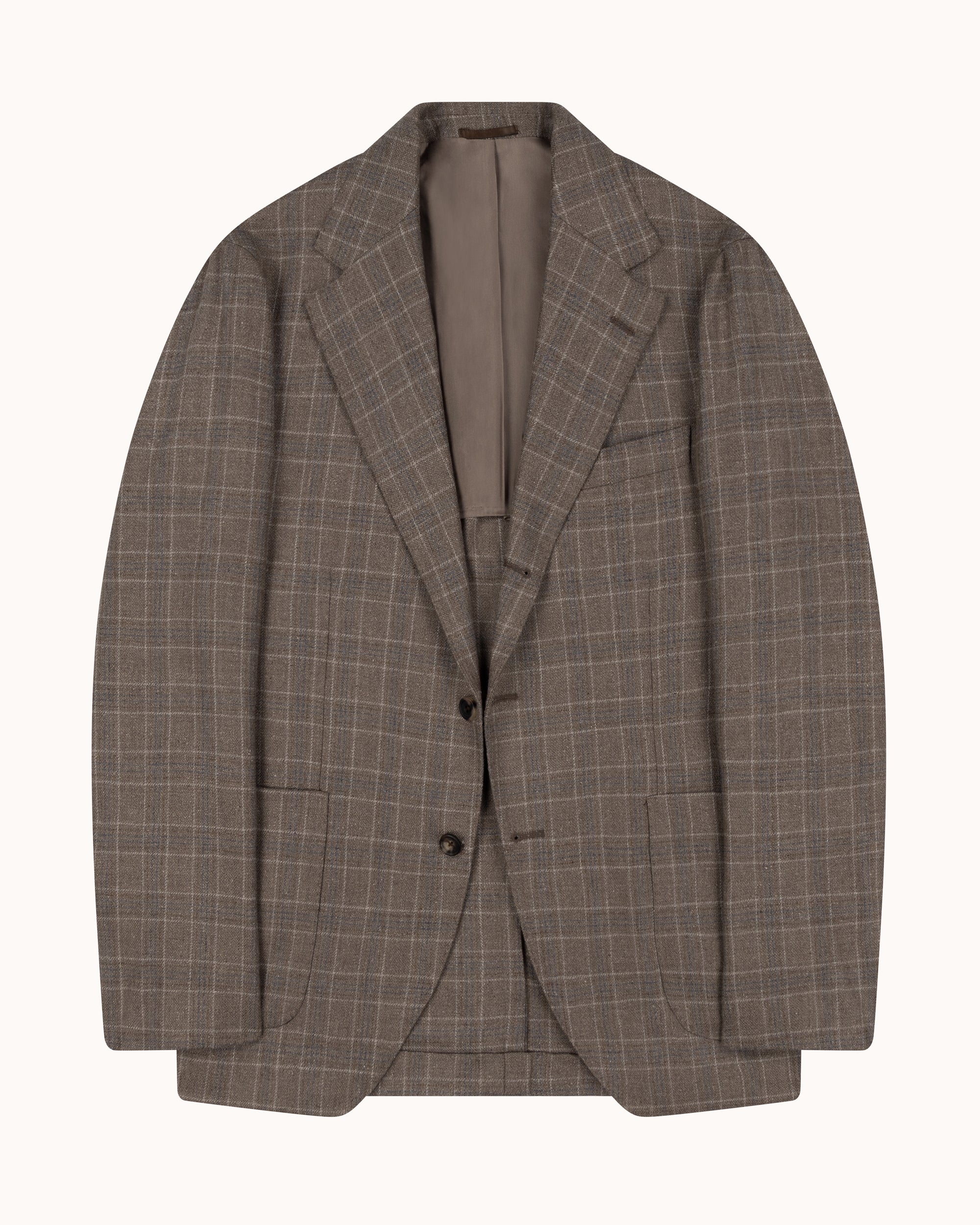 Sport Jacket -  Taupe Check Silk Wool