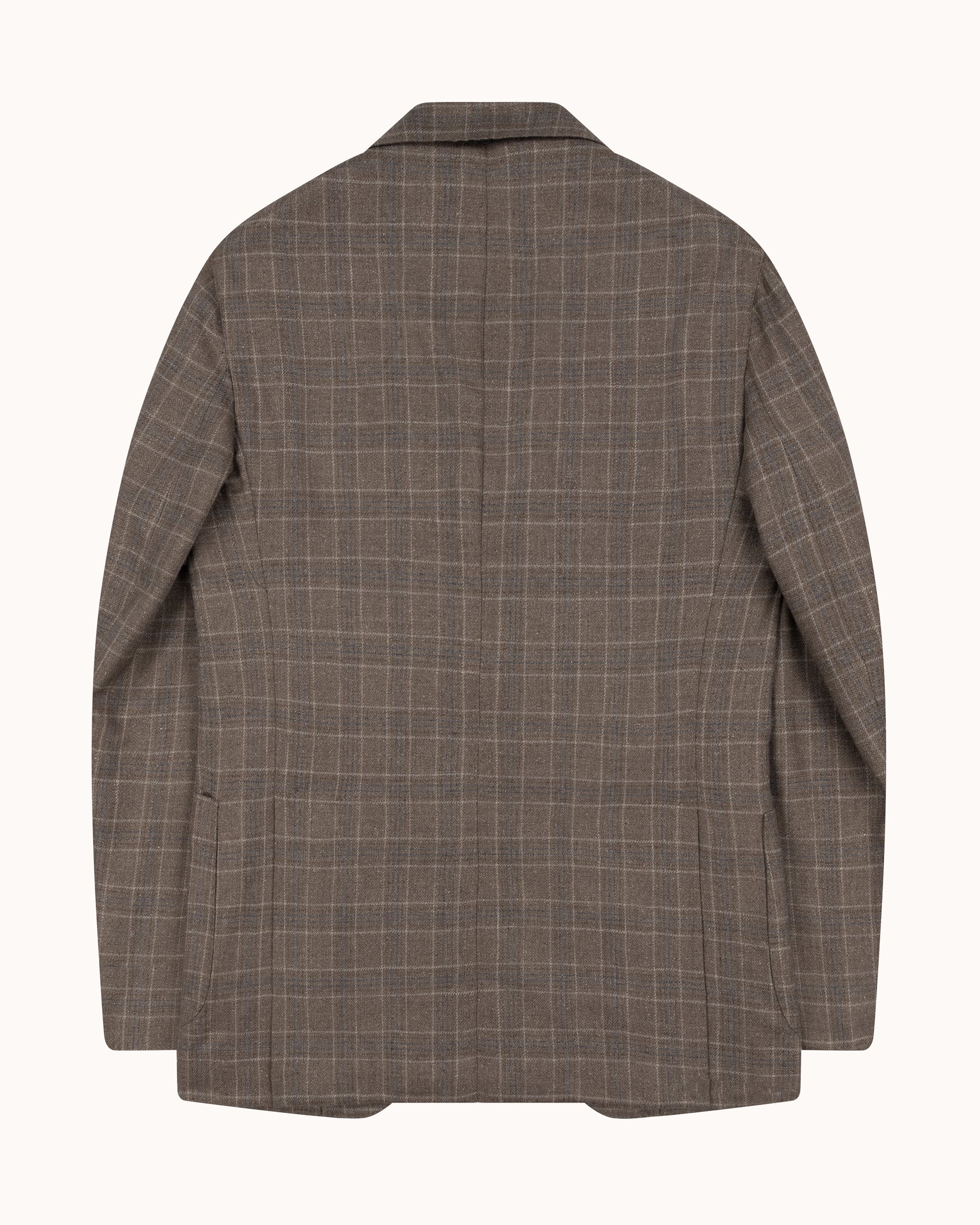 Sport Jacket -  Taupe Check Silk Wool