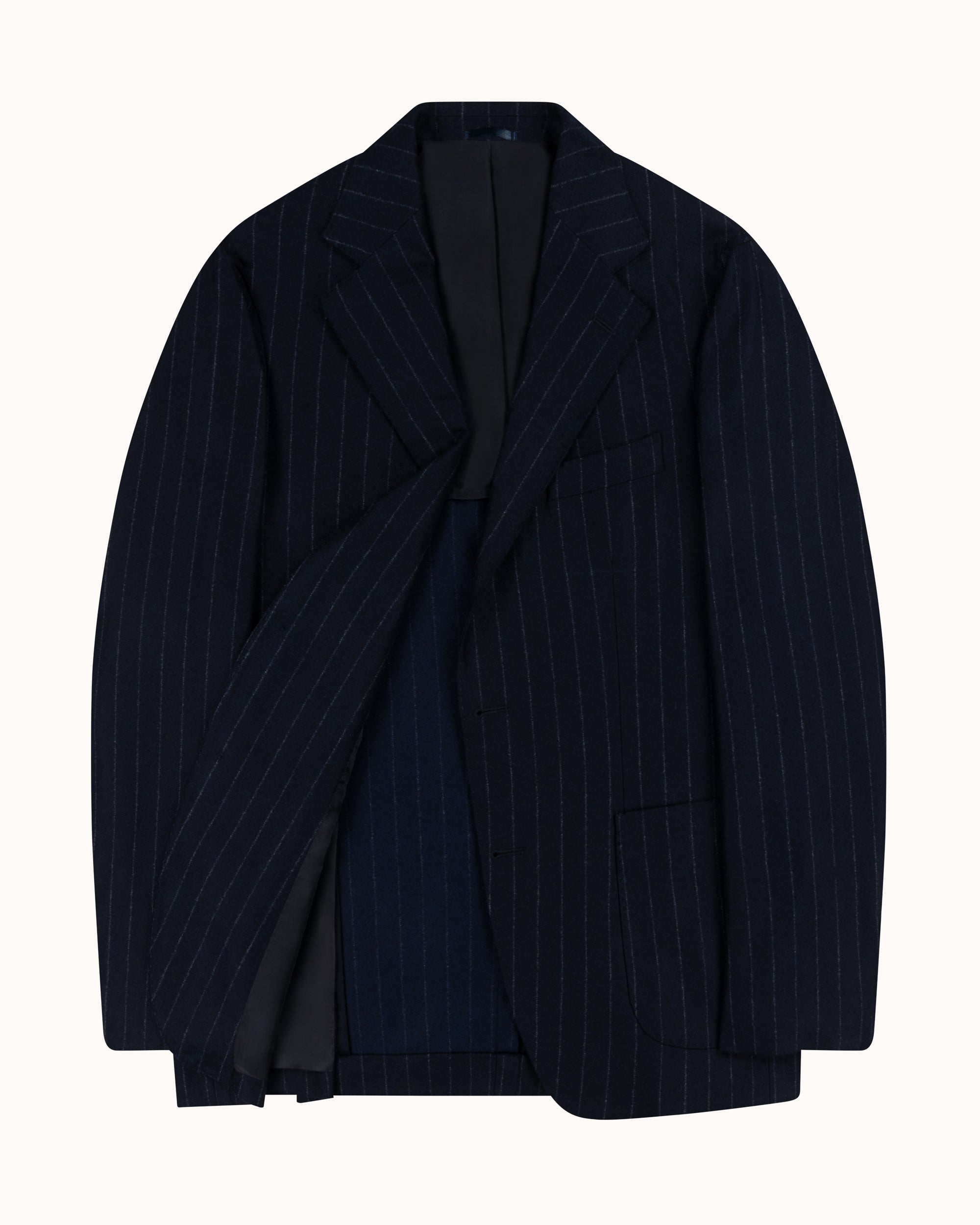 Sport Jacket -  Navy Chalk Stripe Woollen Flannel