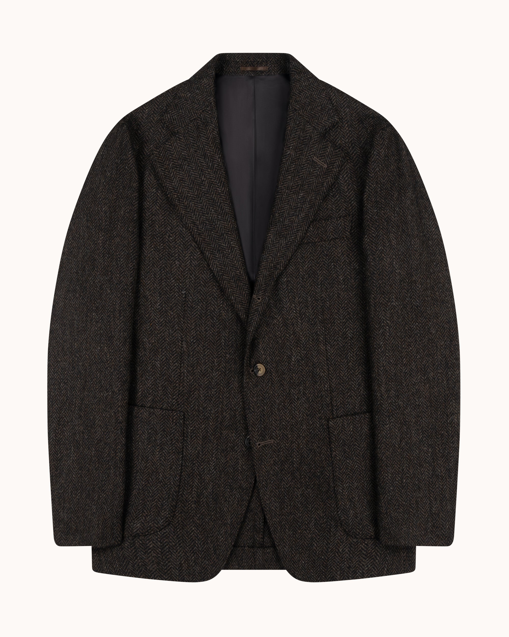 Sport Jacket - Dark Brown Herringbone Wool