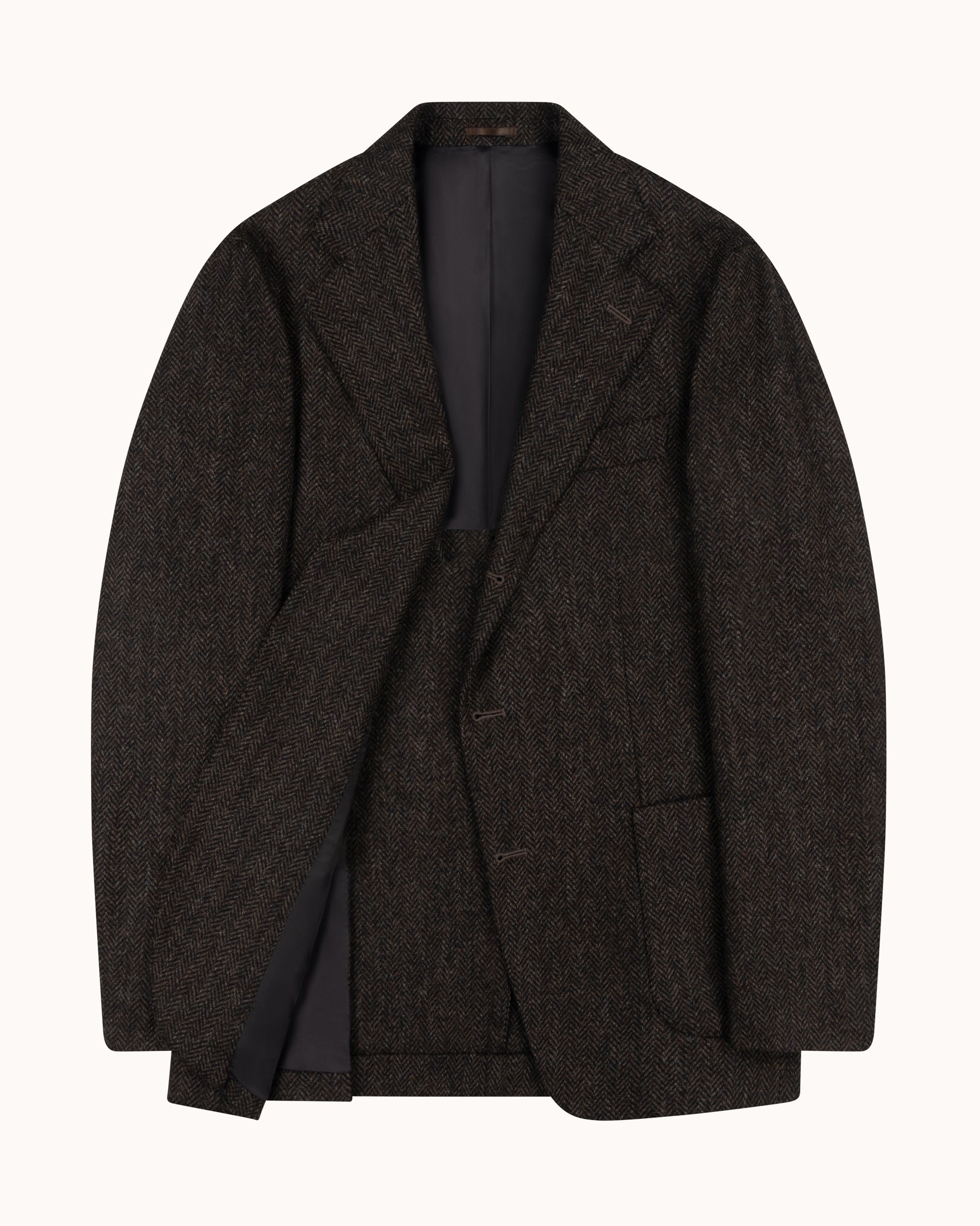 Sport Jacket - Dark Brown Herringbone Wool