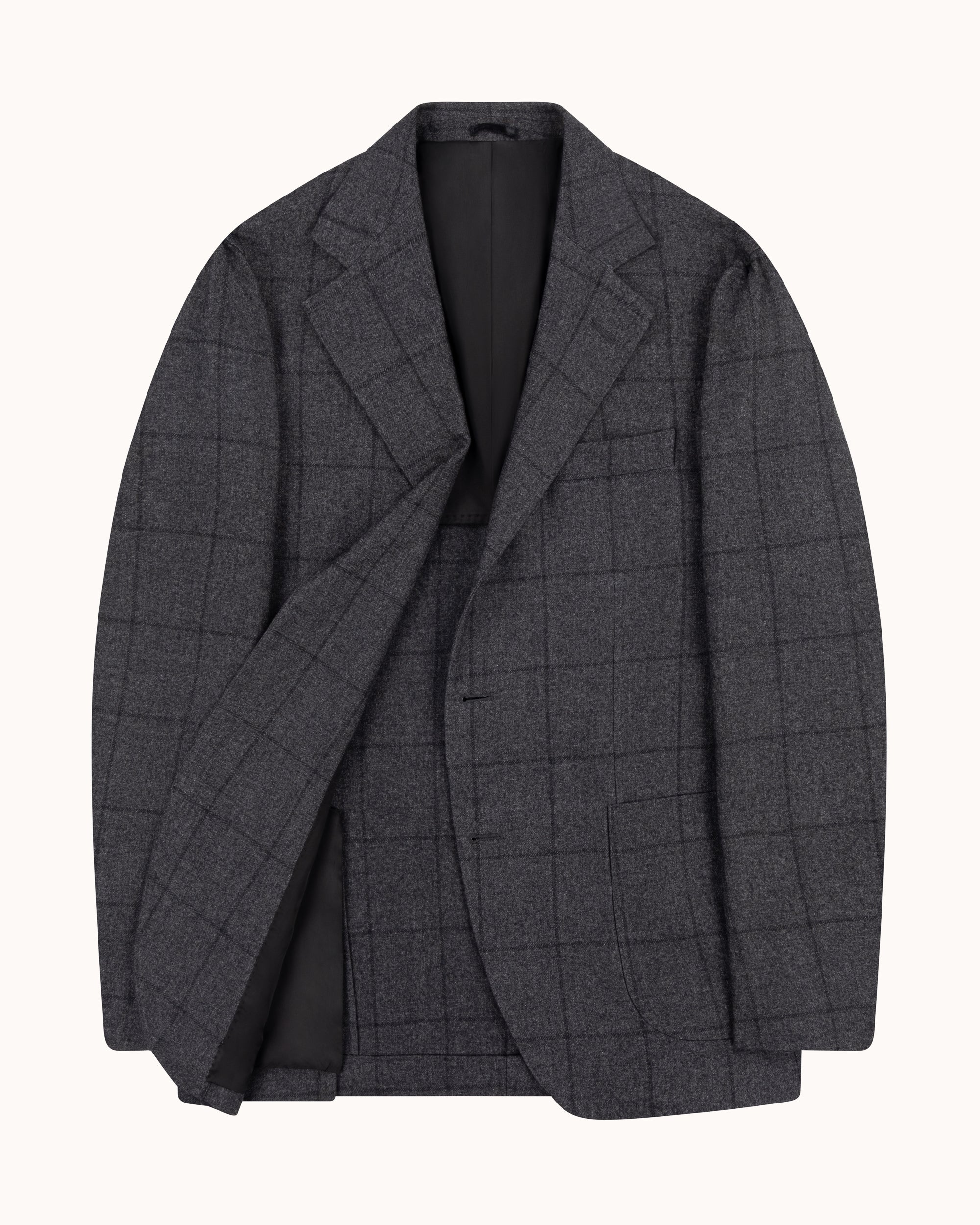 Sport Jacket - Grey Windowpane Wool Cotton Cashmere
