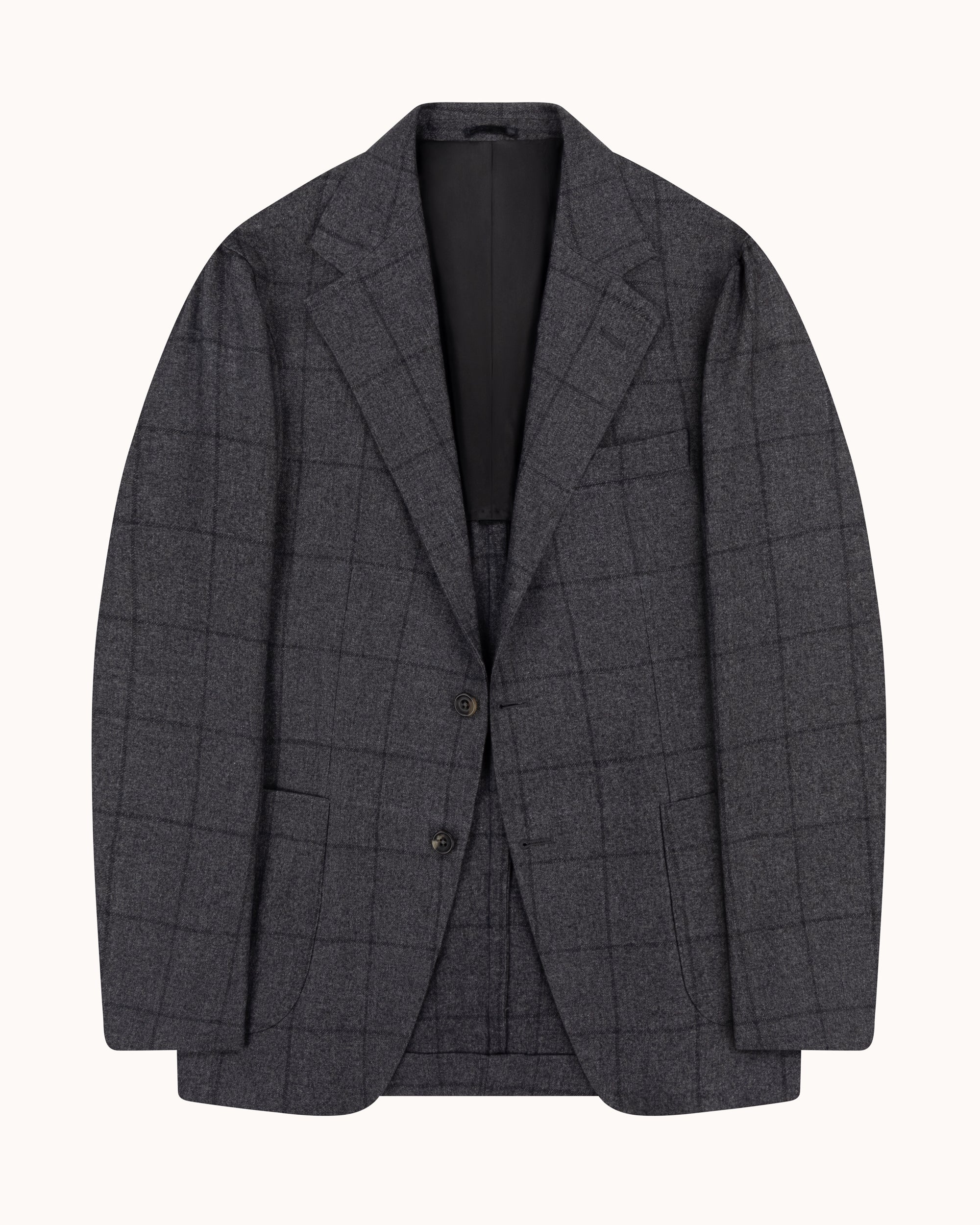 Sport Jacket - Grey Windowpane Wool Cotton Cashmere