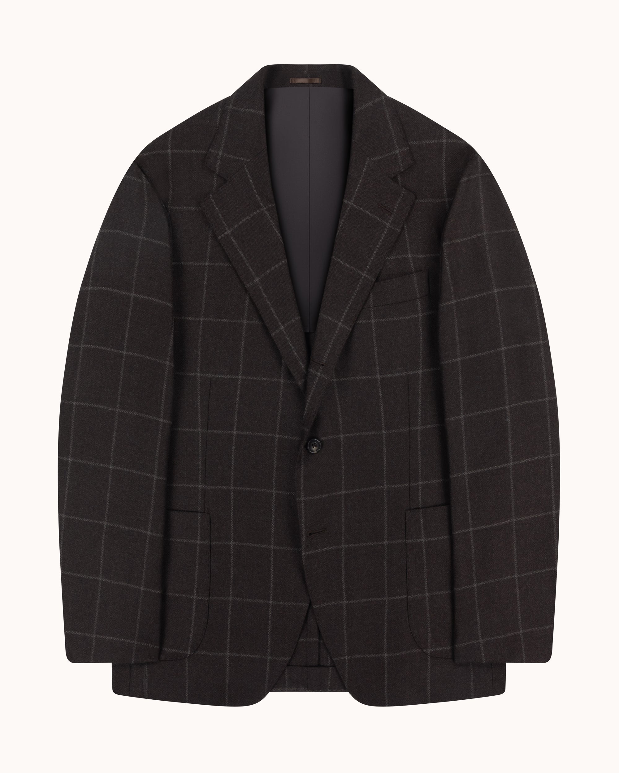 Sport Jacket -  Dark Brown Windowpane Wool Cashmere