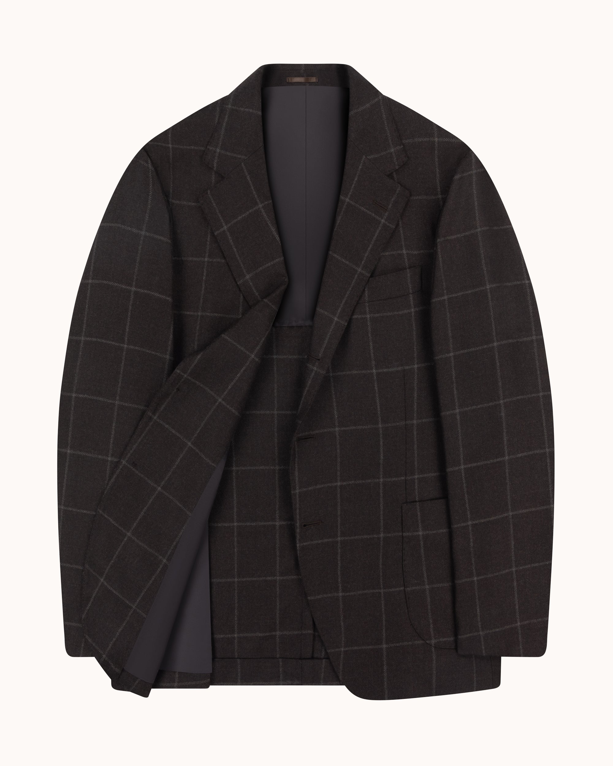 Sport Jacket -  Dark Brown Windowpane Wool Cashmere