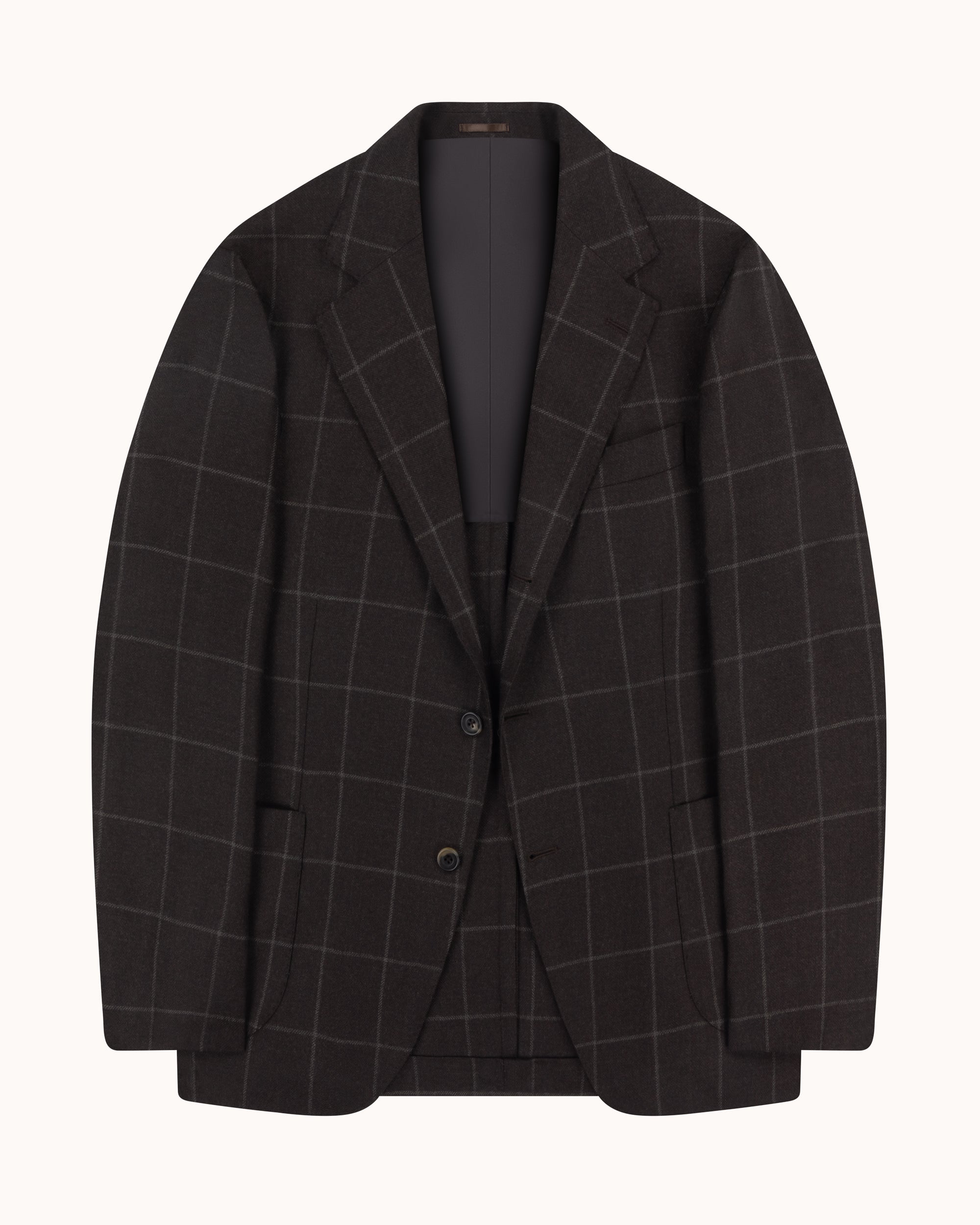 Sport Jacket -  Dark Brown Windowpane Wool Cashmere