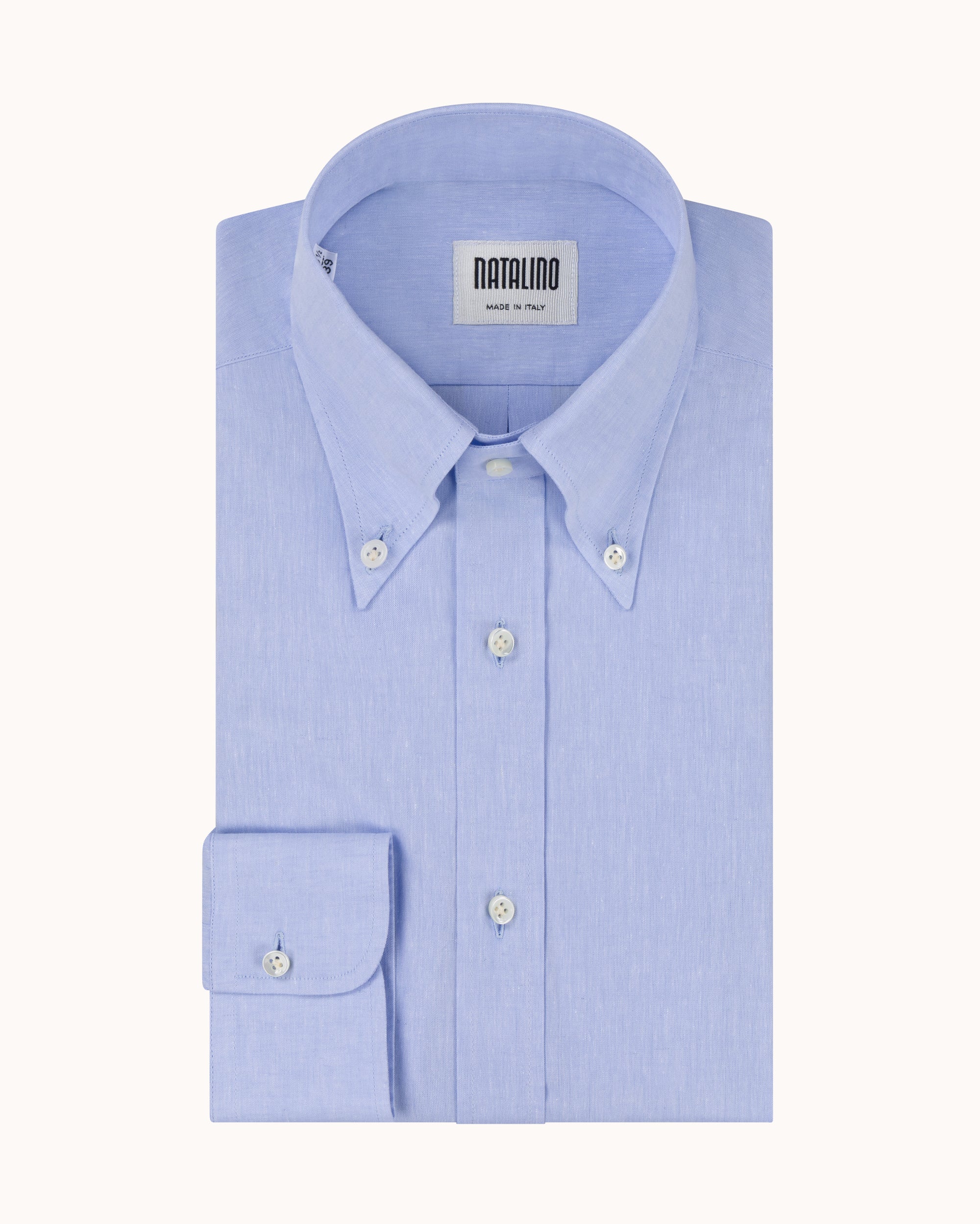 Button Down Collar Shirt - Blue Mélange Cotton Linen