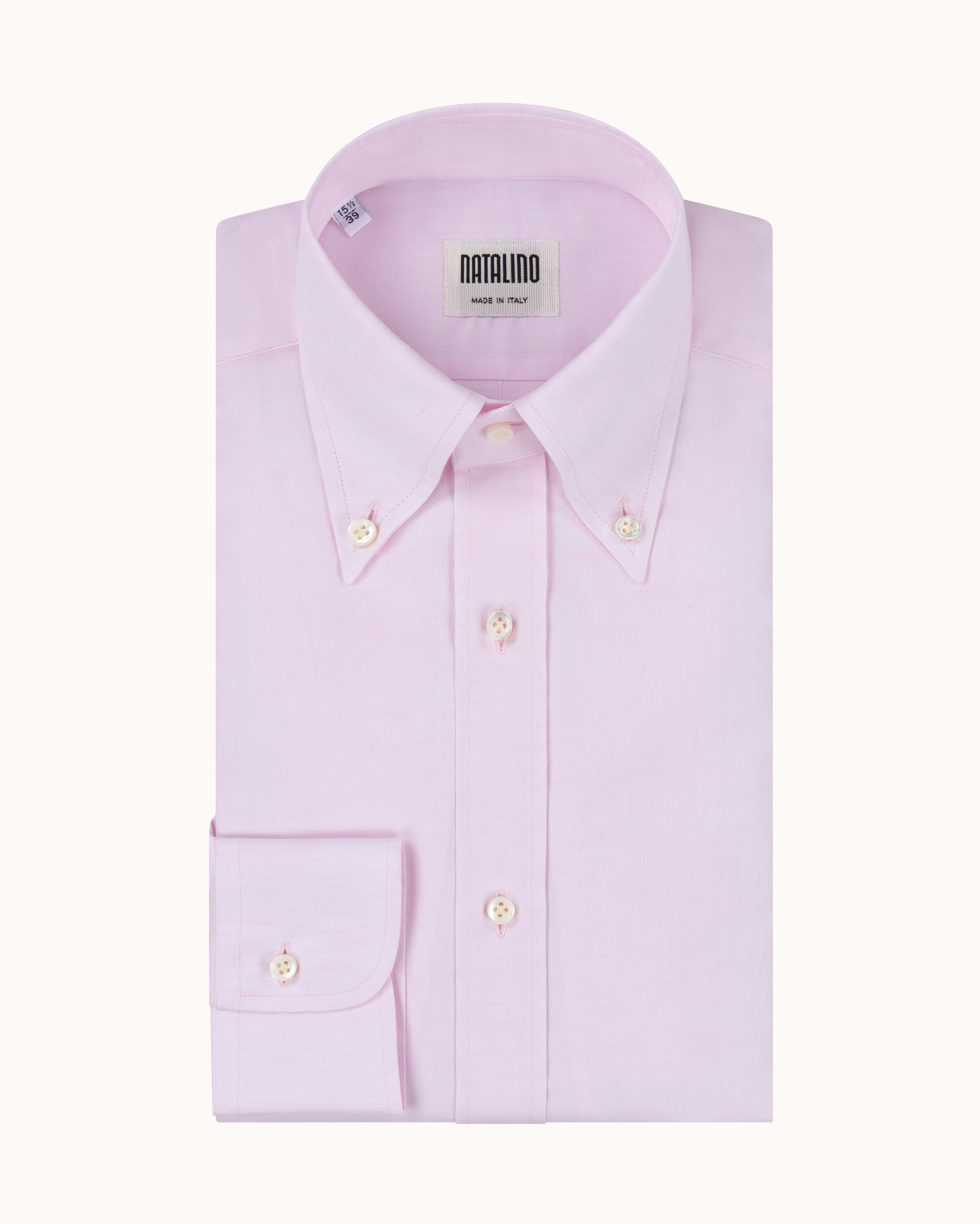 Button Down Collar Shirt - Pink Cotton Linen