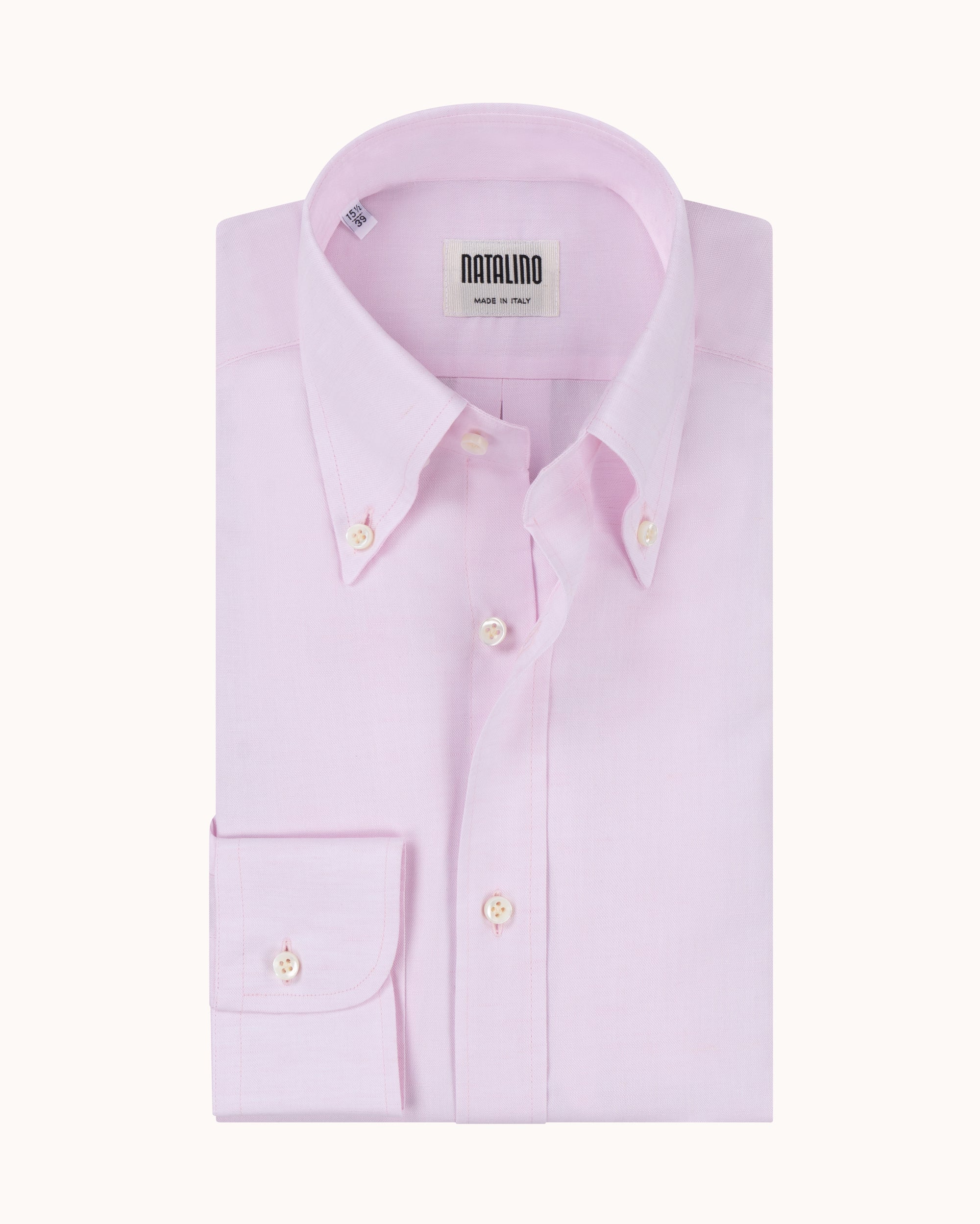 Button Down Collar Shirt - Pink Cotton Linen