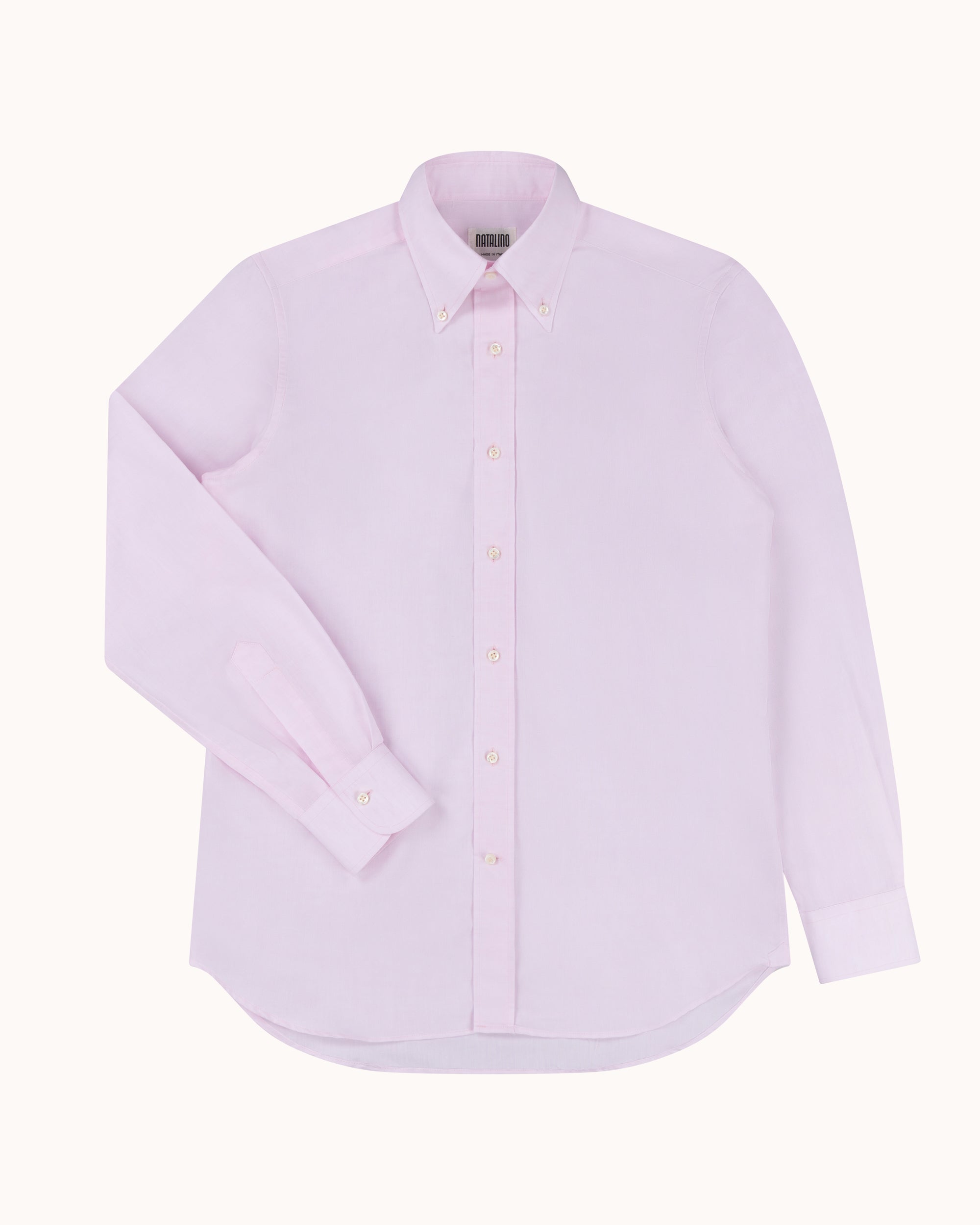 Button Down Collar Shirt - Pink Cotton Linen
