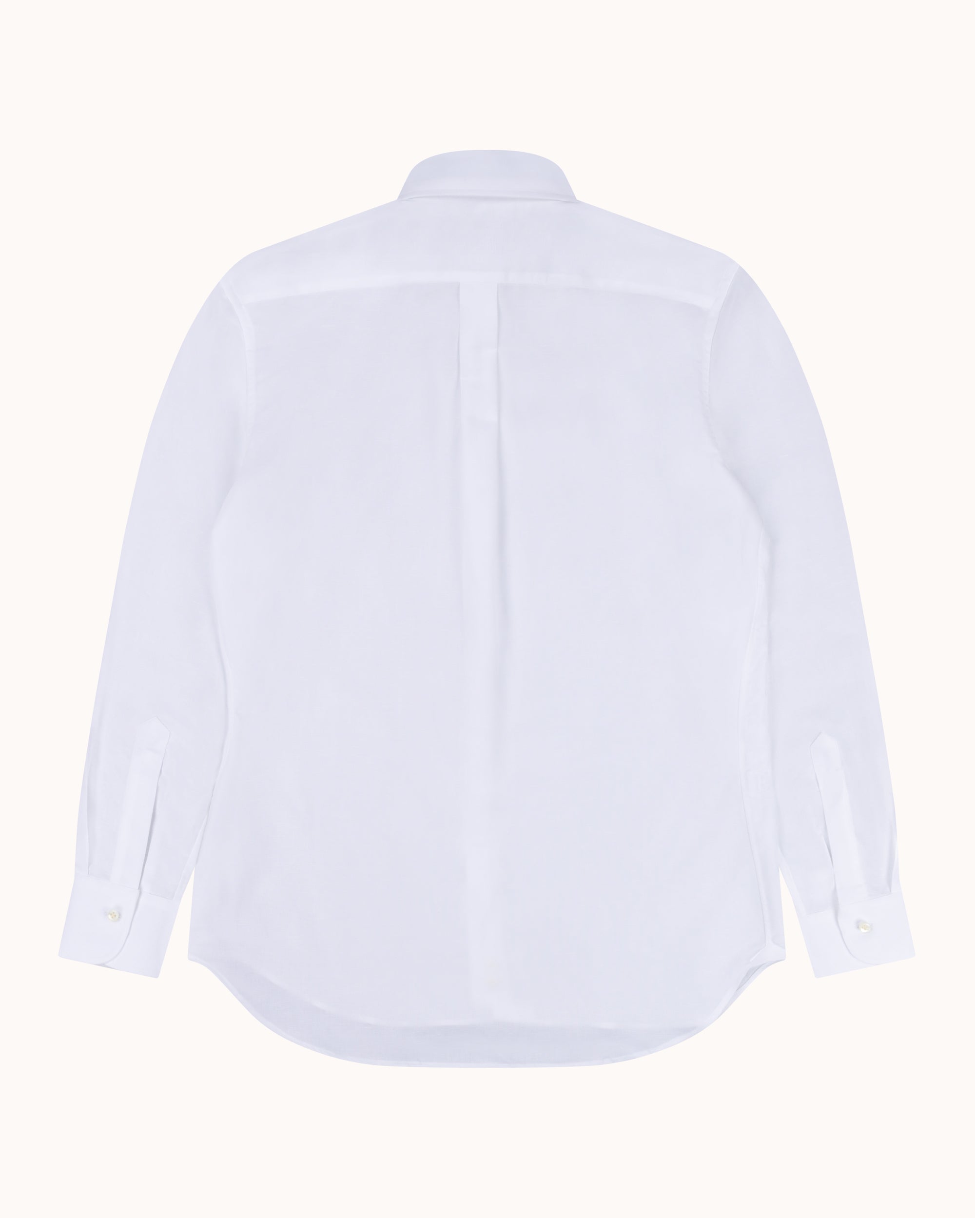 Button Down Collar Shirt - White Cotton Linen