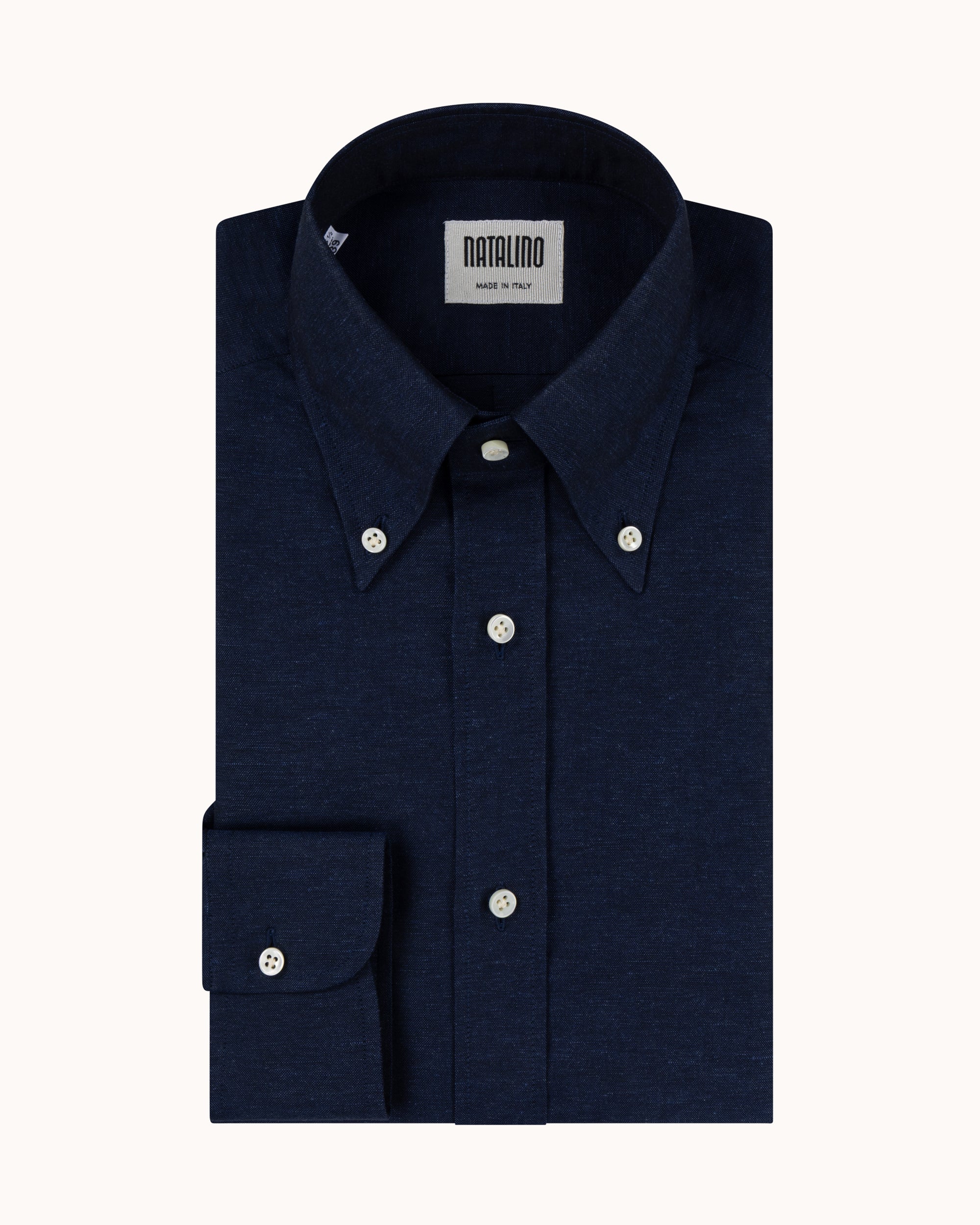 Button Down Collar Shirt - Indigo Cotton Linen