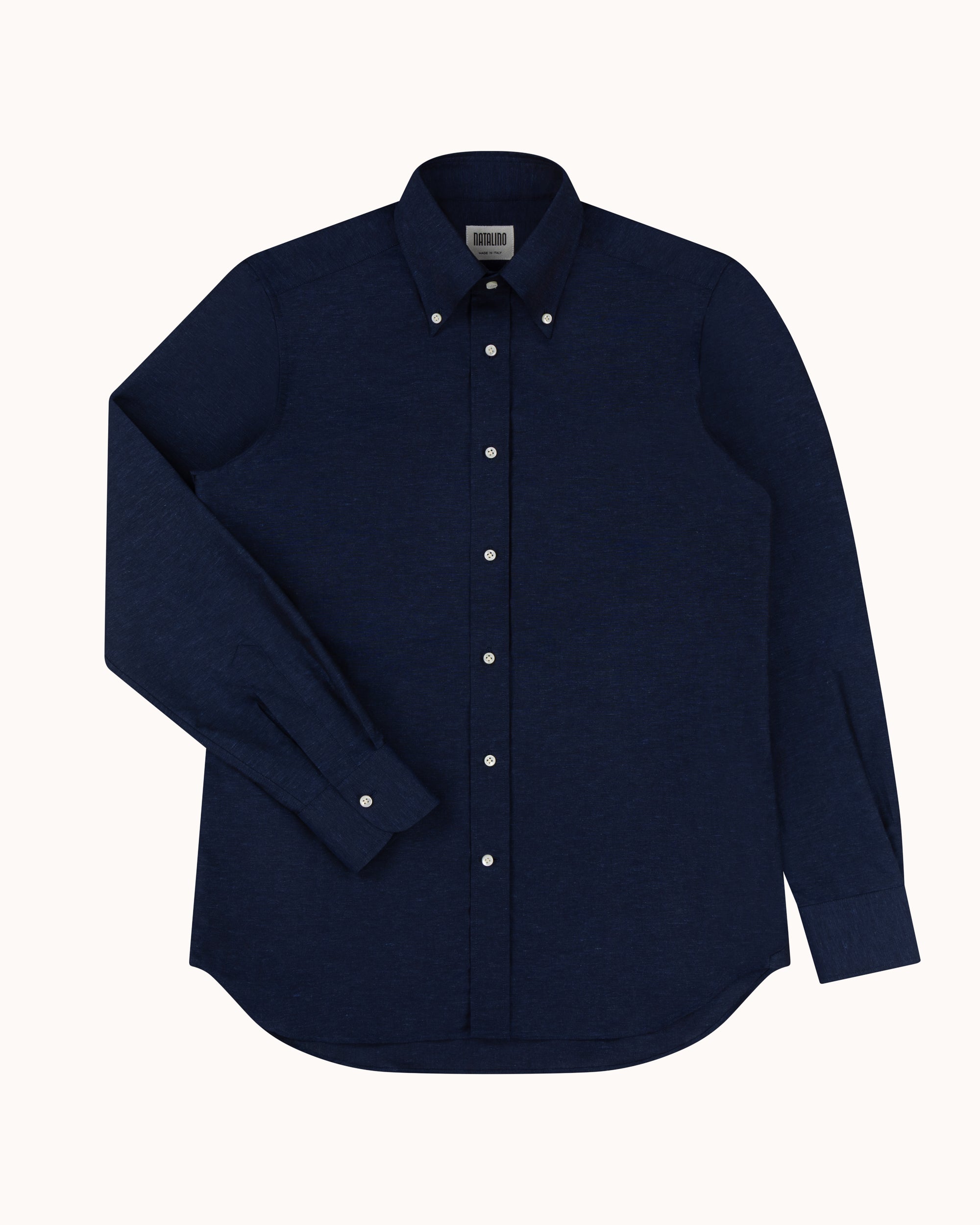 Button Down Collar Shirt - Indigo Cotton Linen