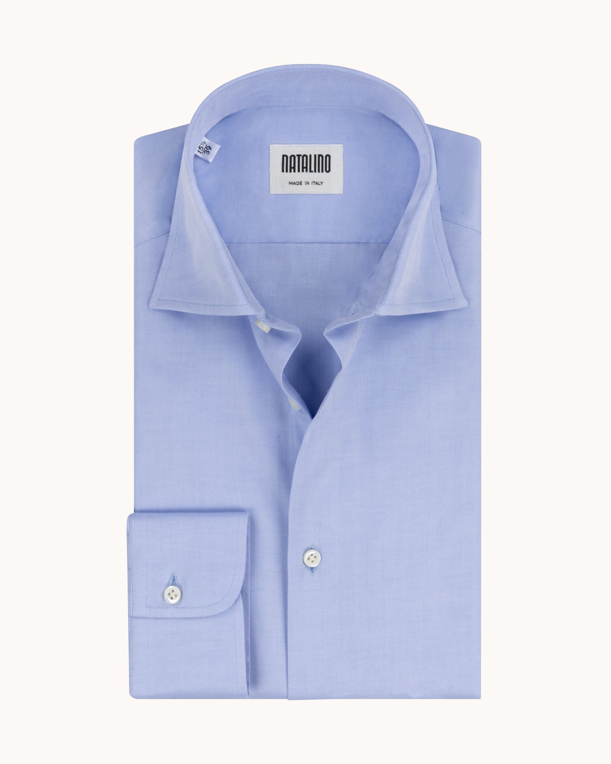 Spread Collar Shirt - Light Blue Cotton Poplin