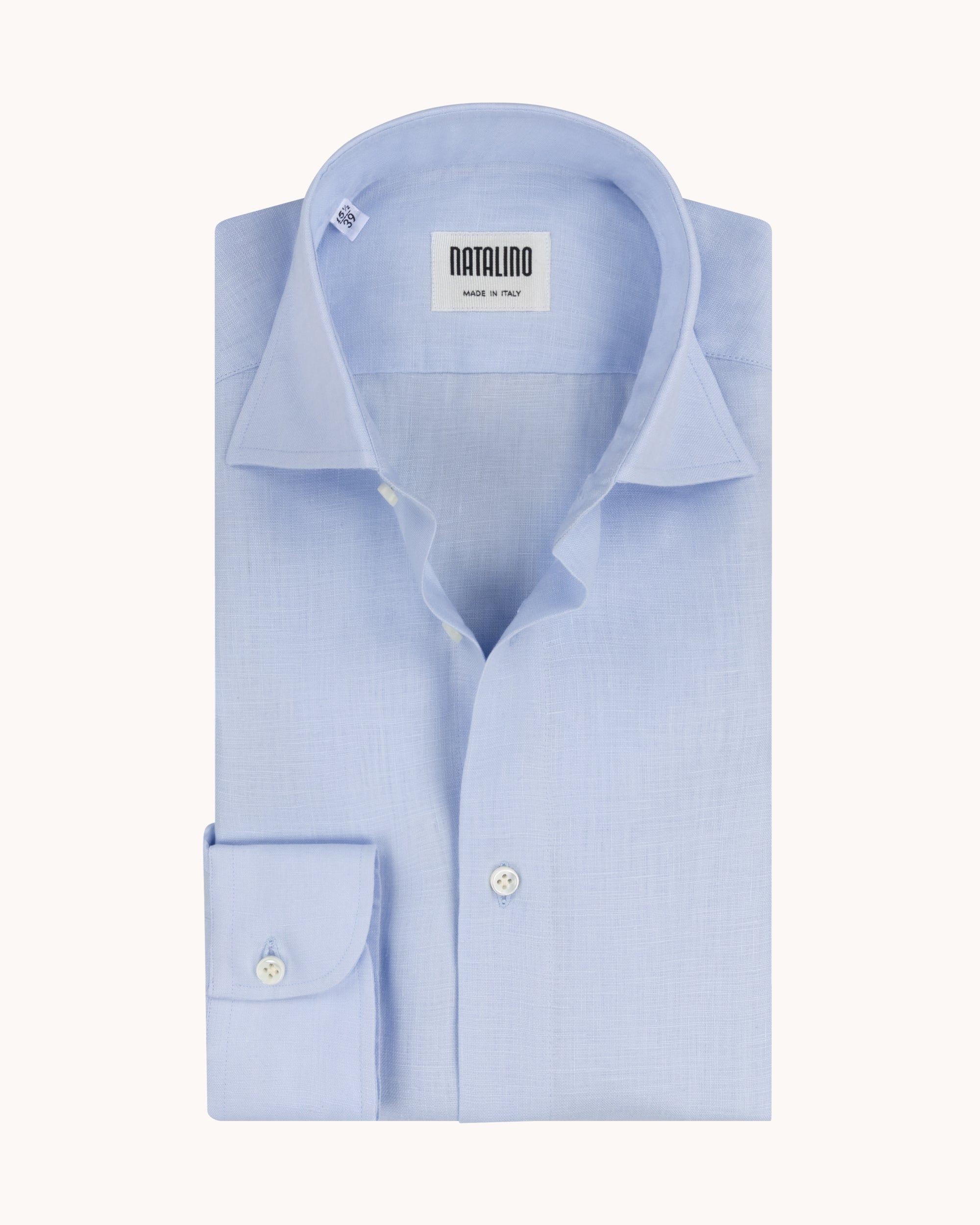 Spread Collar Shirt - Light Blue Linen
