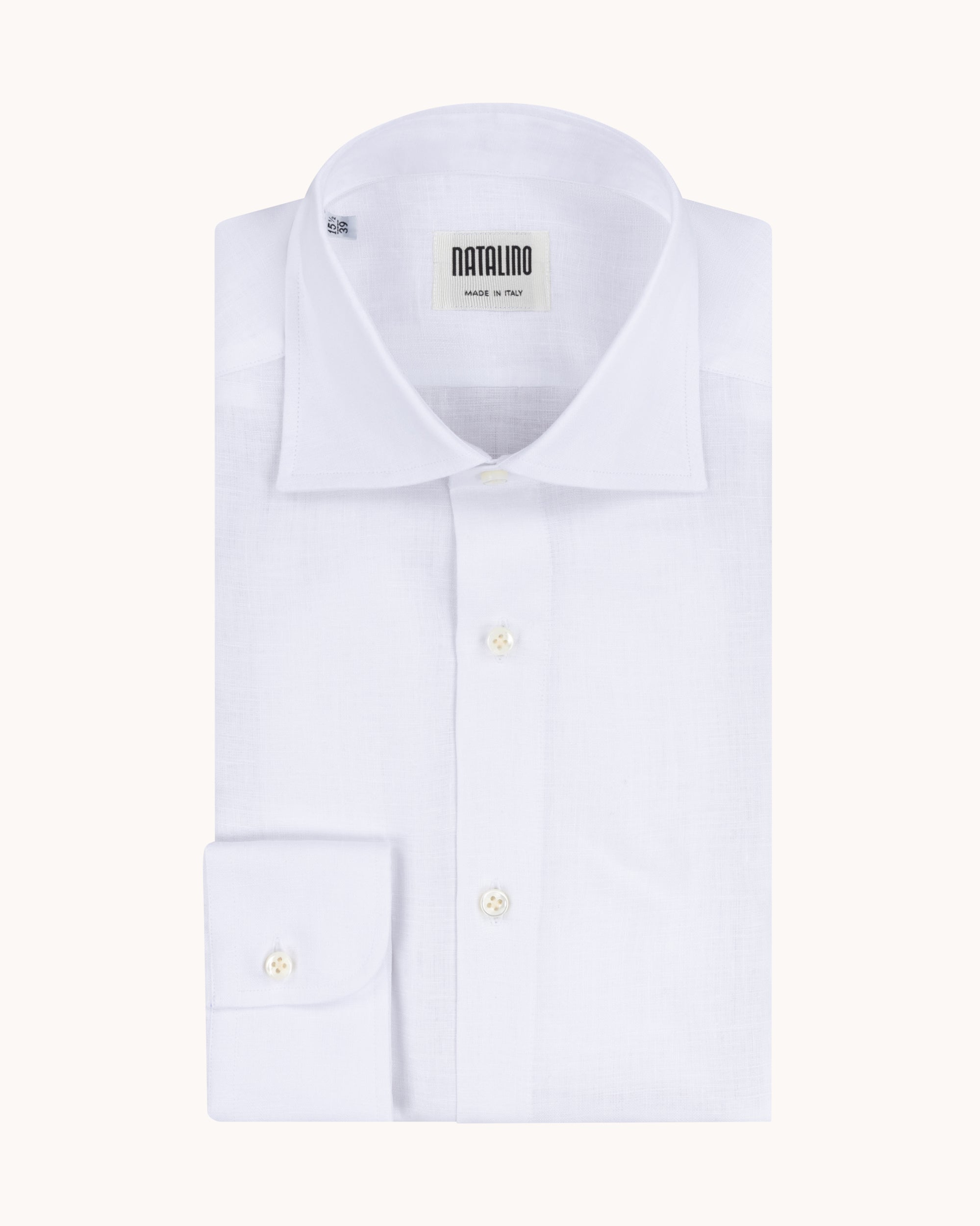 Spread Collar Shirt - White Linen