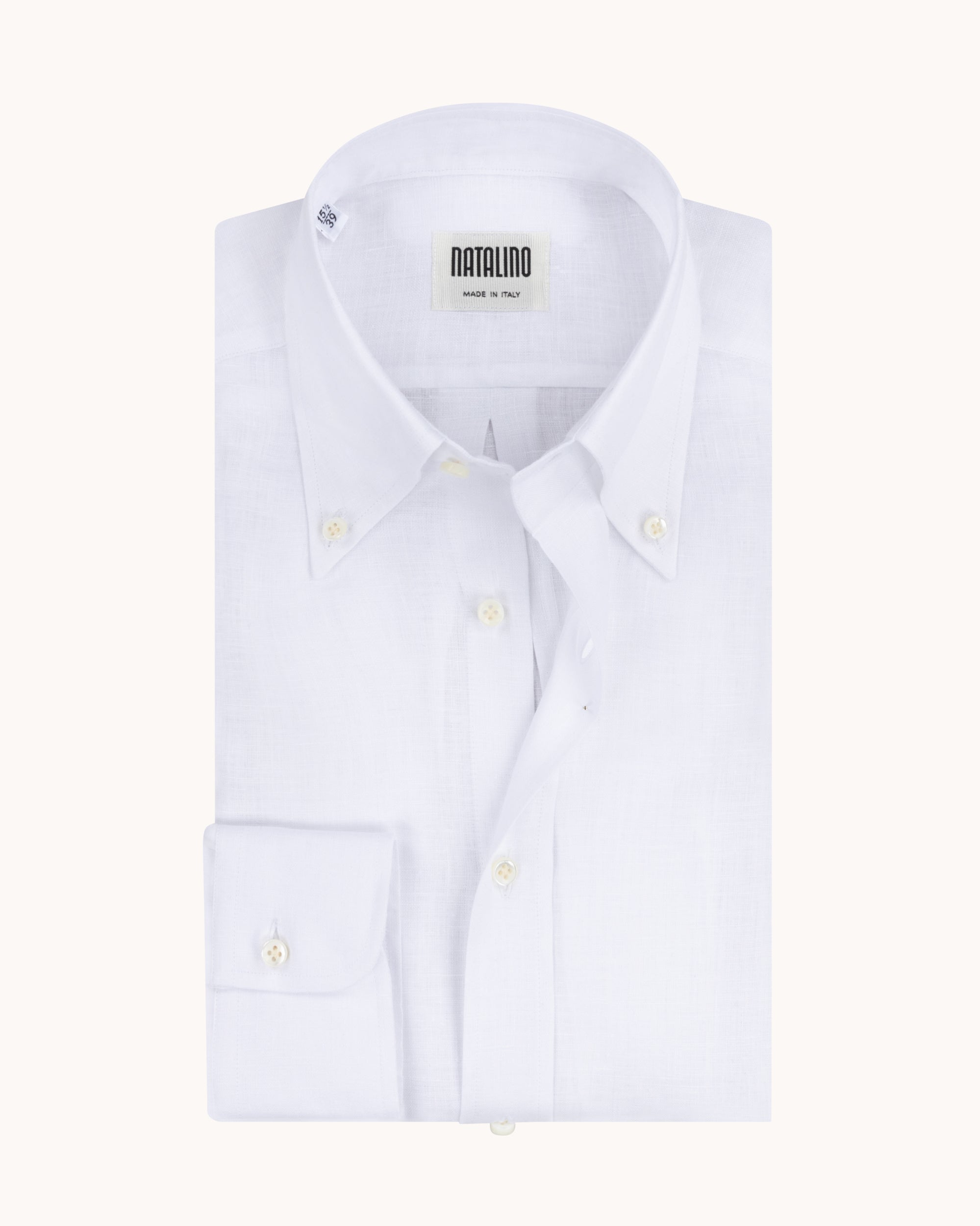 Button Down Collar Shirt - White Linen