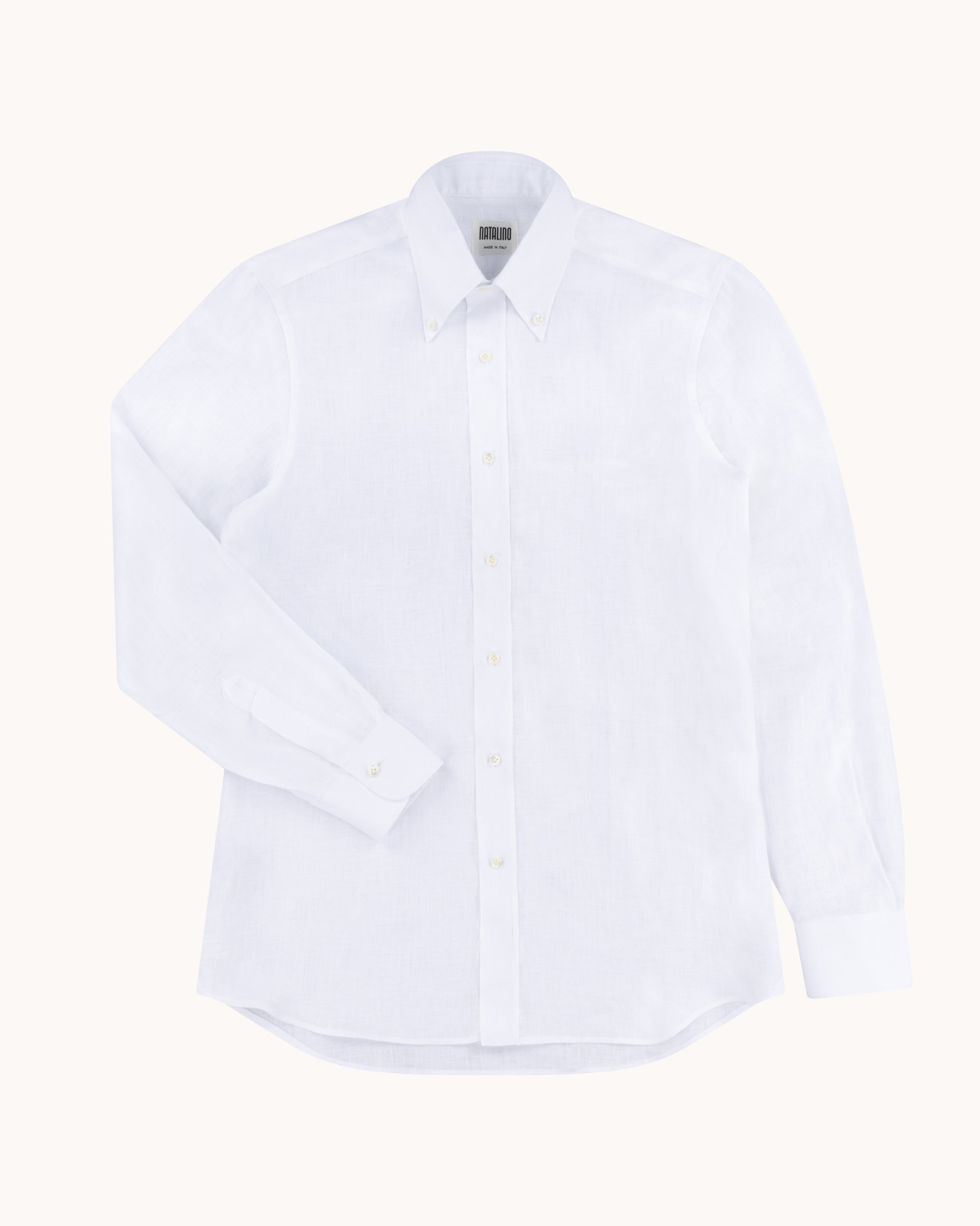 Button Down Collar Shirt - White Linen