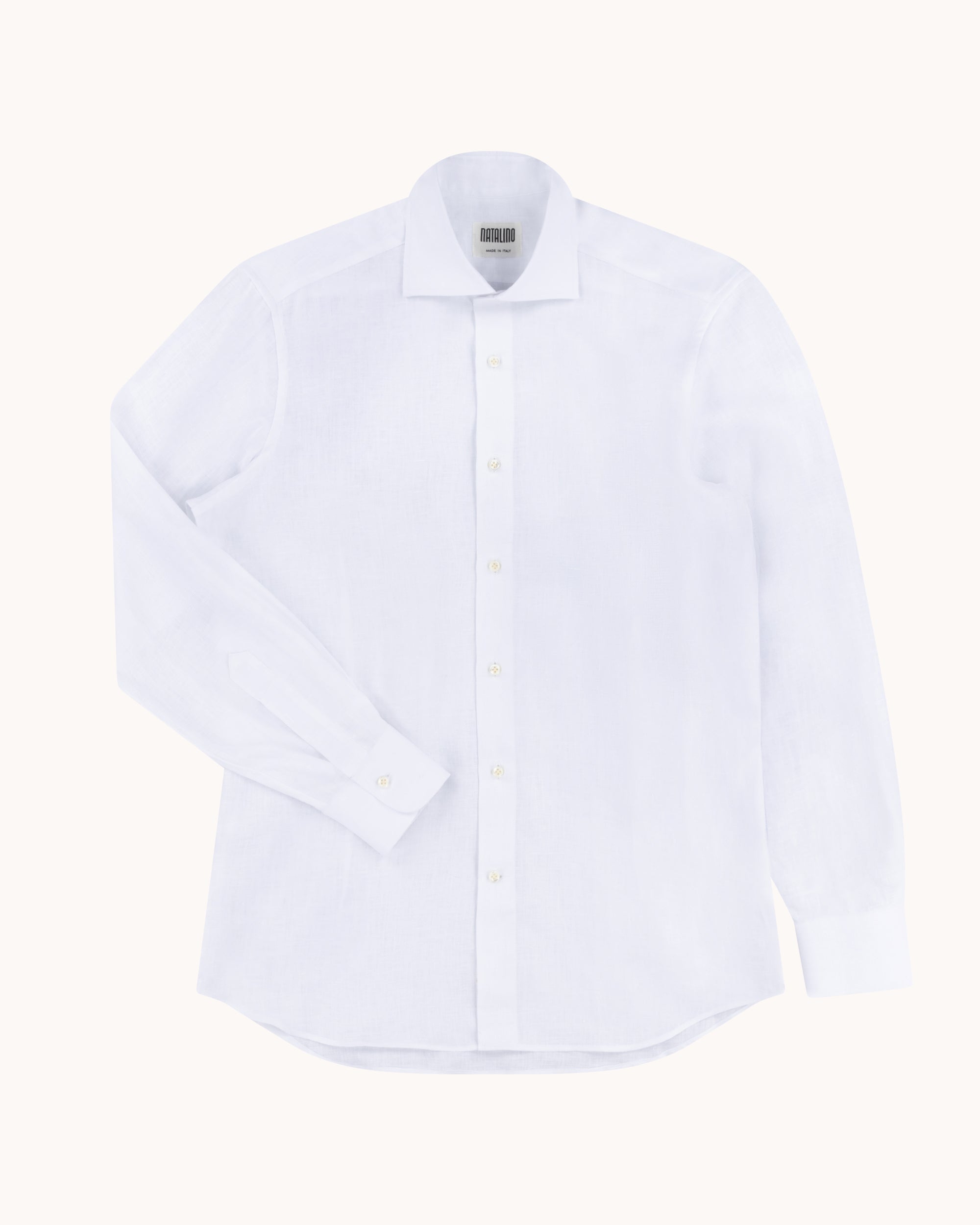Spread Collar Shirt - White Linen