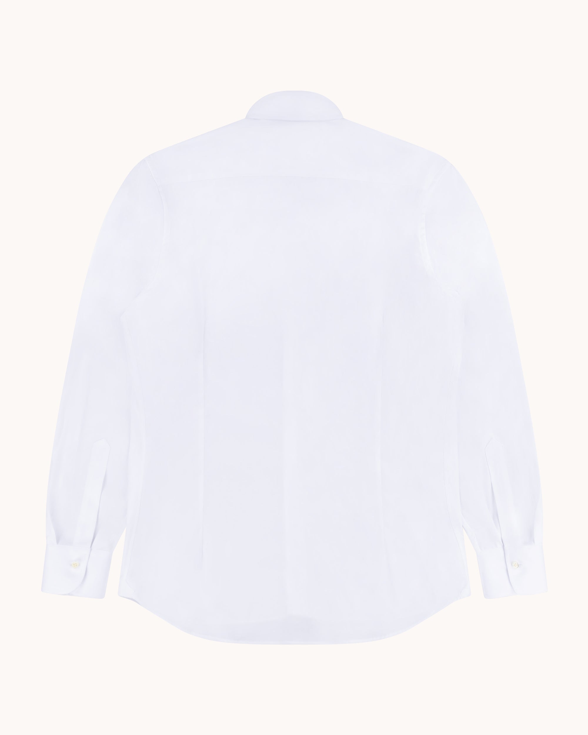Spread Collar Shirt - White Cotton Poplin
