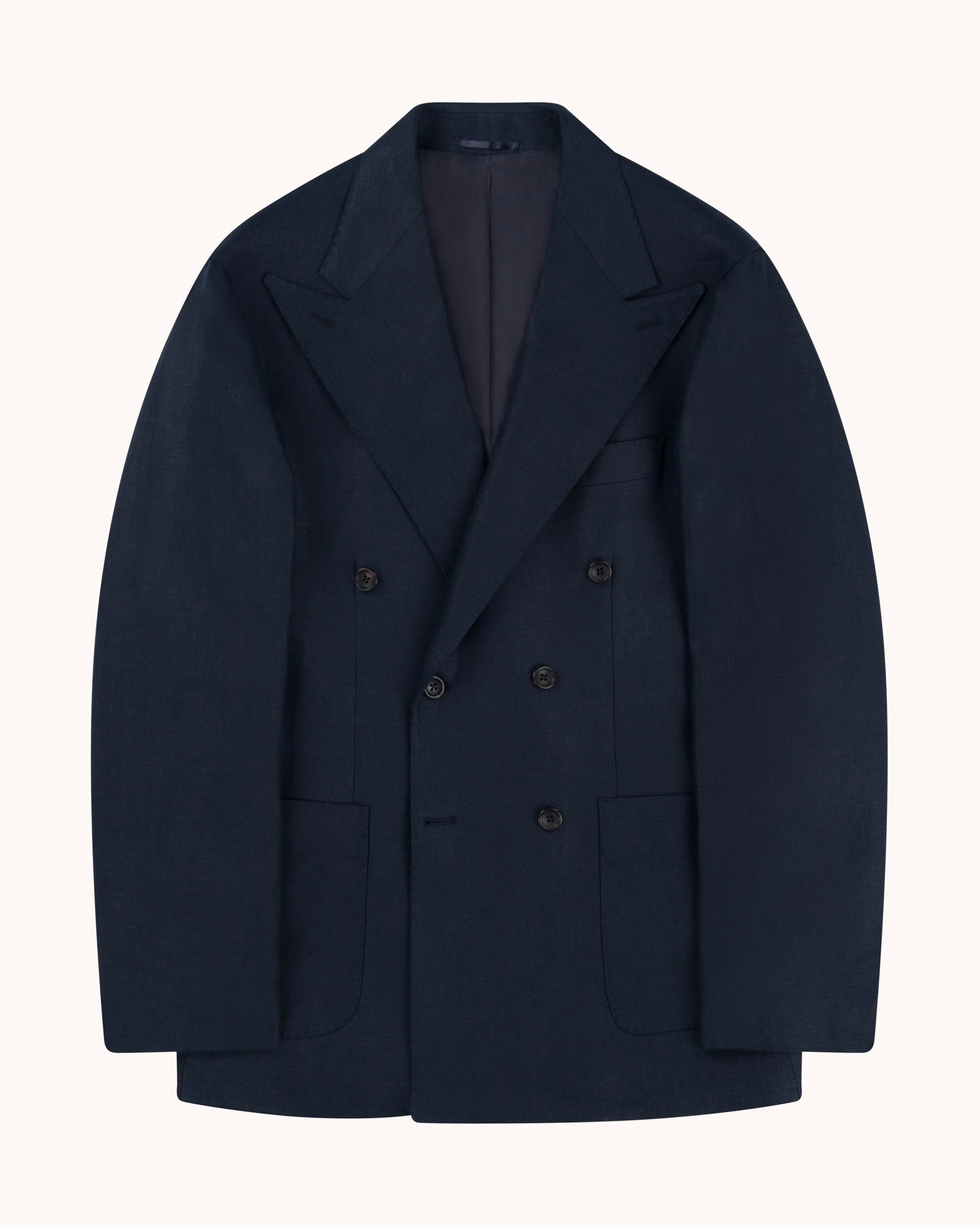 Double Breasted Sport Jacket - Navy Linen