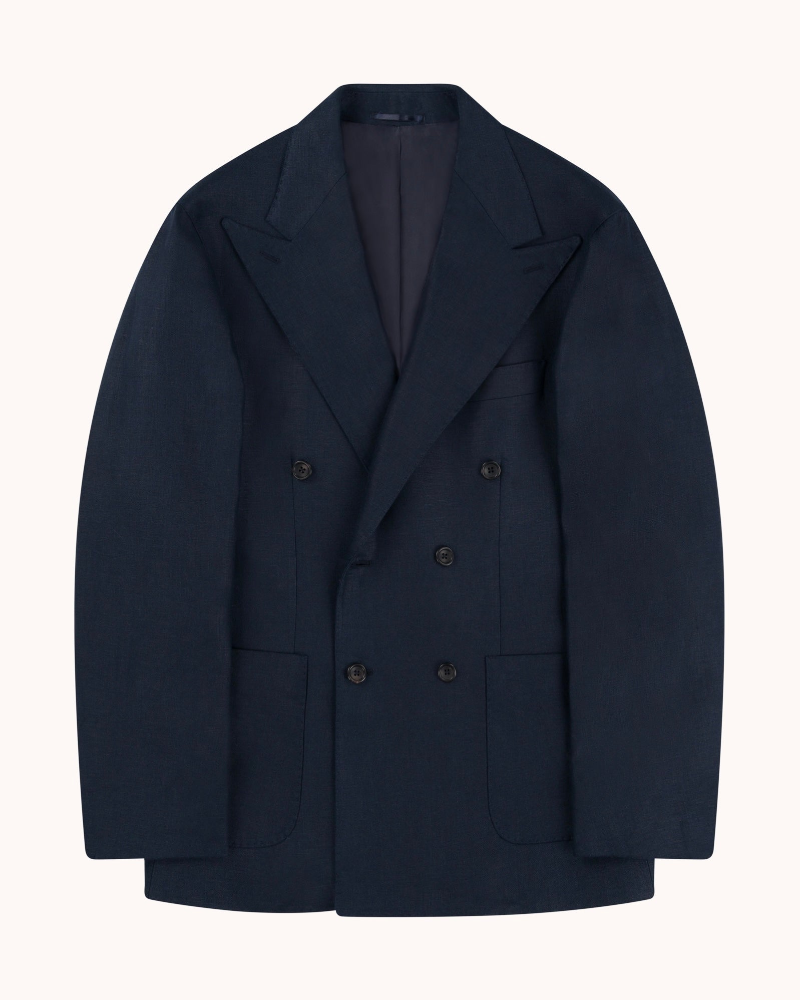 Double Breasted Sport Jacket - Navy Linen