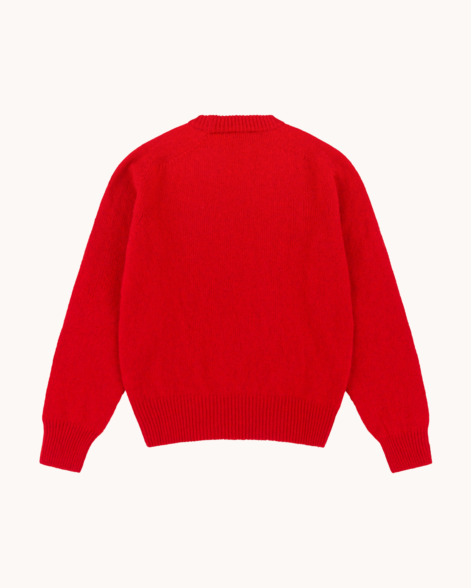Shetland Wool Crew Neck Sweater - Red